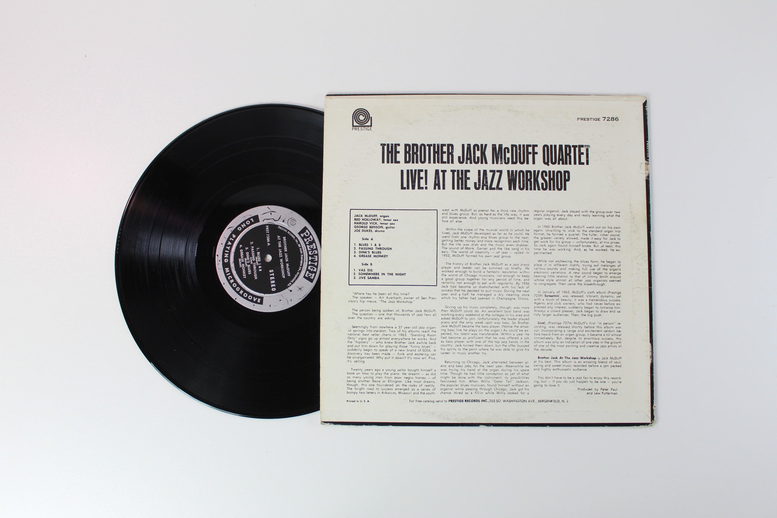 The Brother Jack McDuff Quartet - Brother Jack At The Jazz Workshop Live! on Prestige