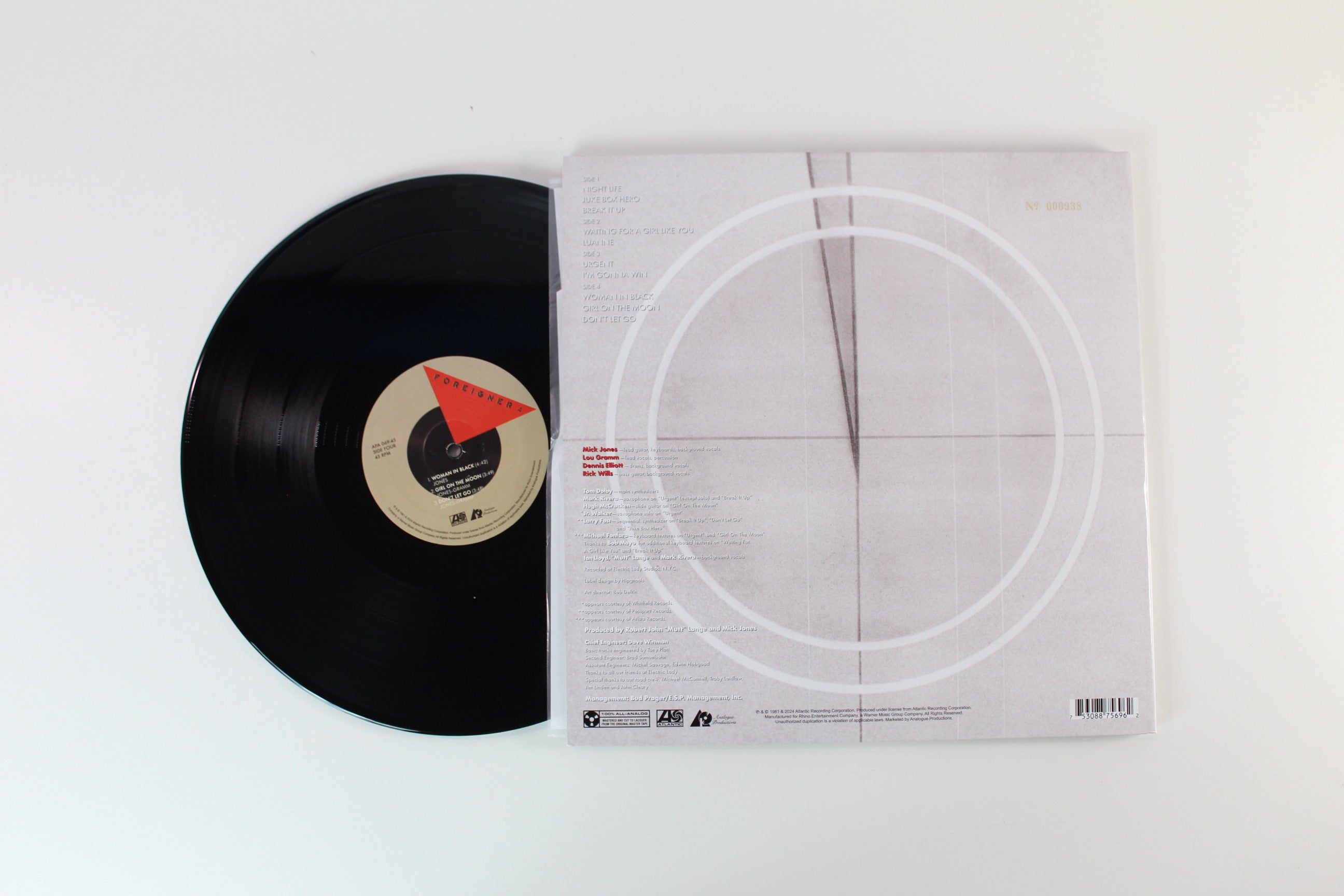 Foreigner - 4 on Atlantic 75 Audiophile Series Analogue Productions Ltd Numbered 45 RPM 180 Gram Reissue