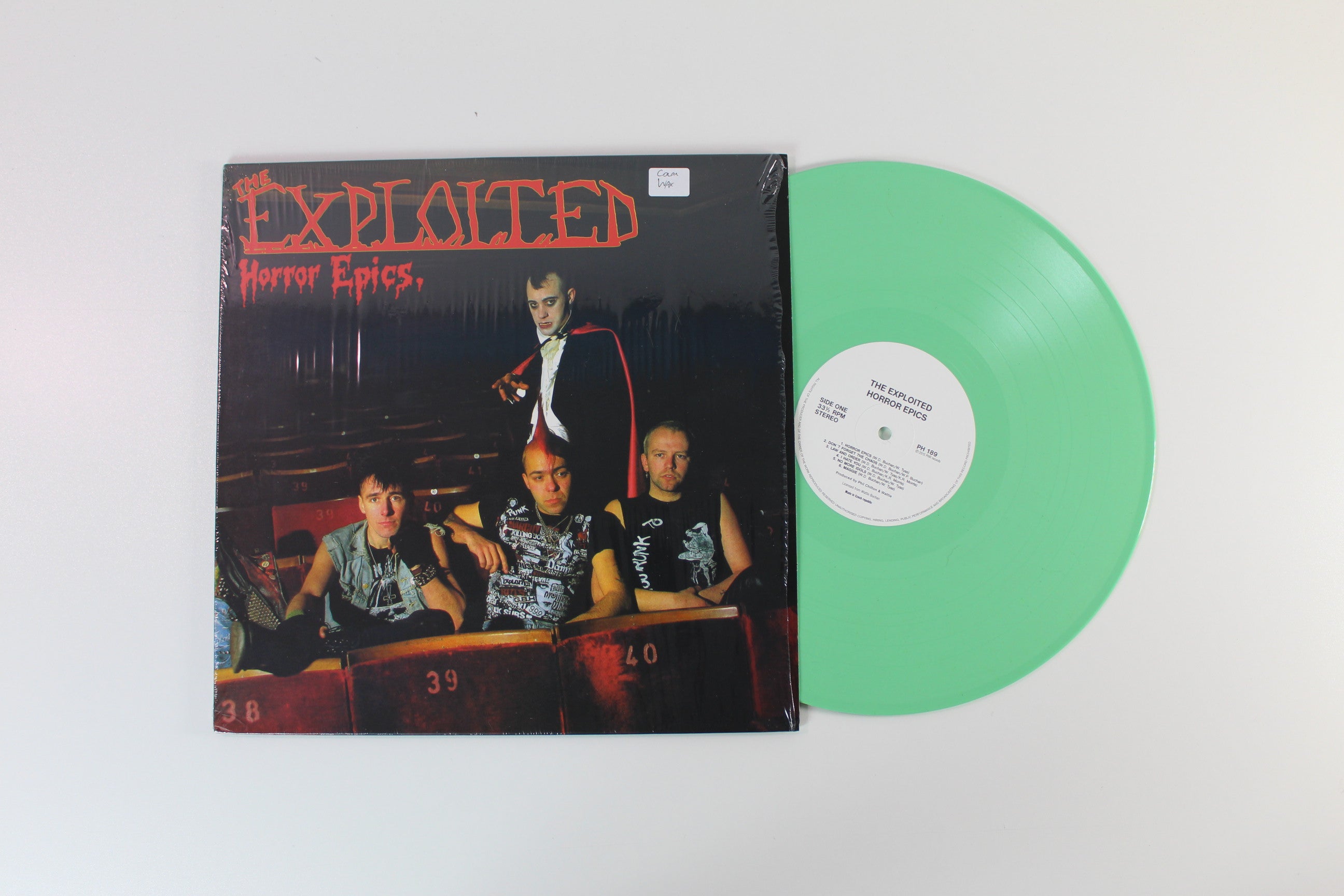 The Exploited - Horror Epics. on Papagájův Hlasatel Records Green Vinyl Reissue