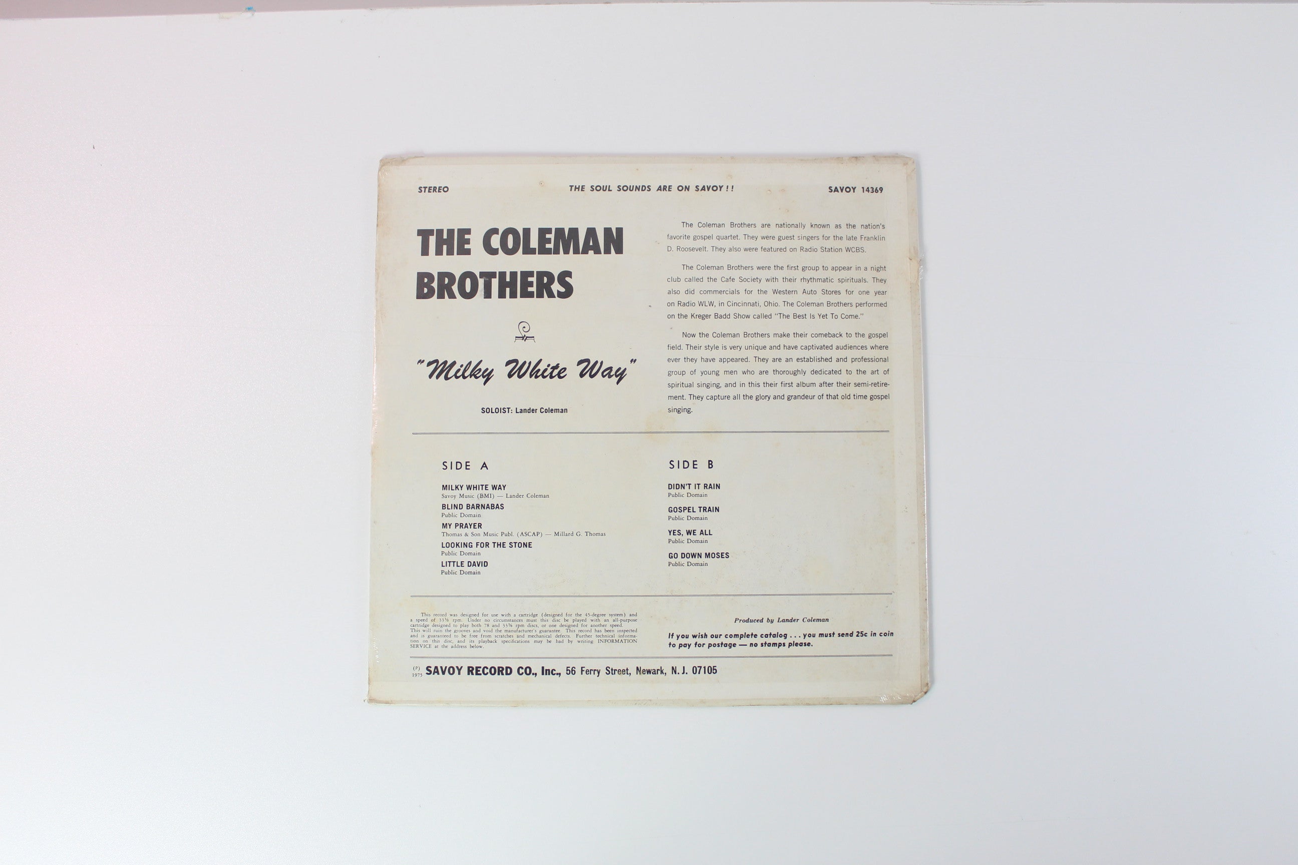 Coleman Brothers - Milky White Way on Savoy Sealed