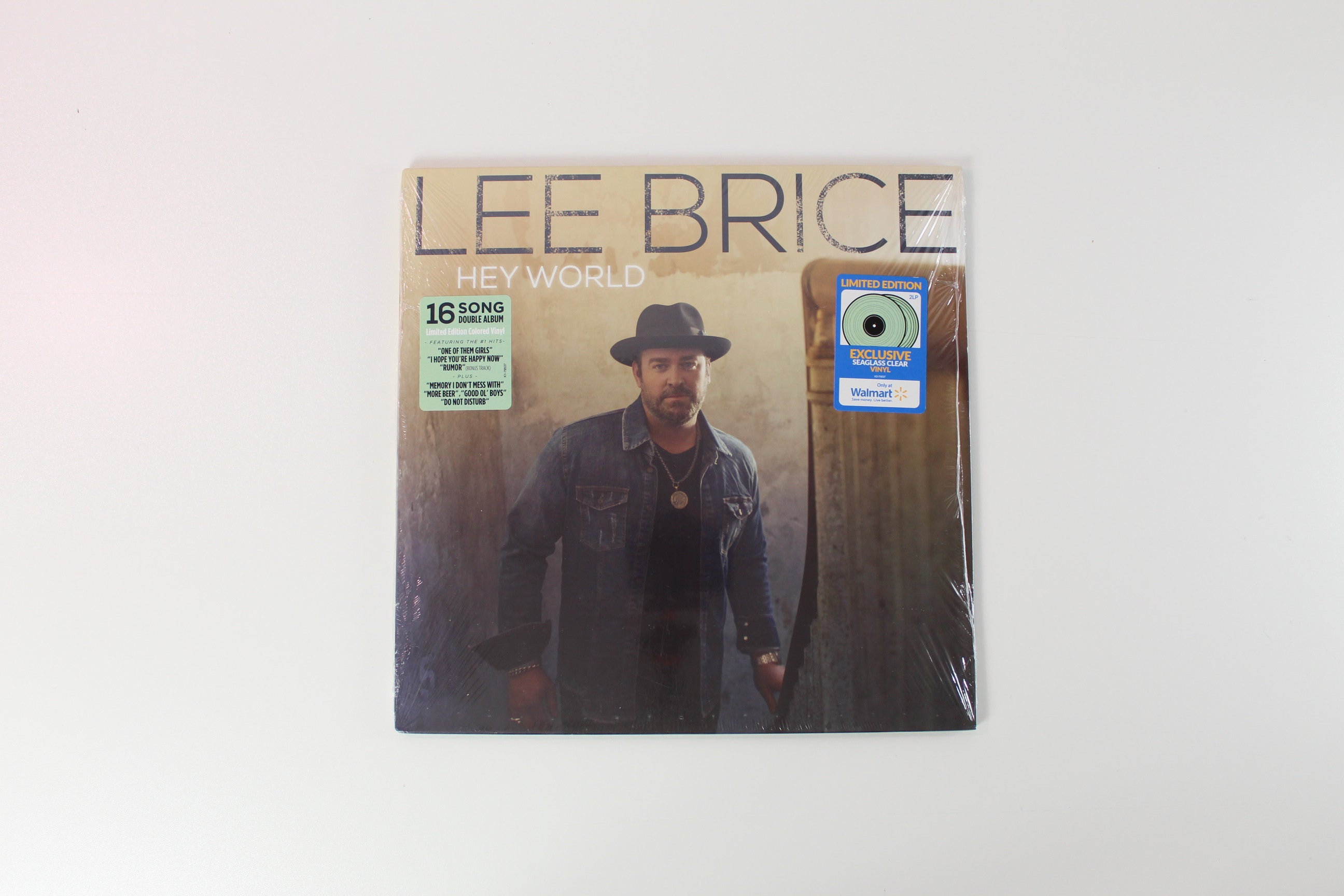 Lee Brice - Hey World on Curb Seaglass Clear Vinyl Sealed