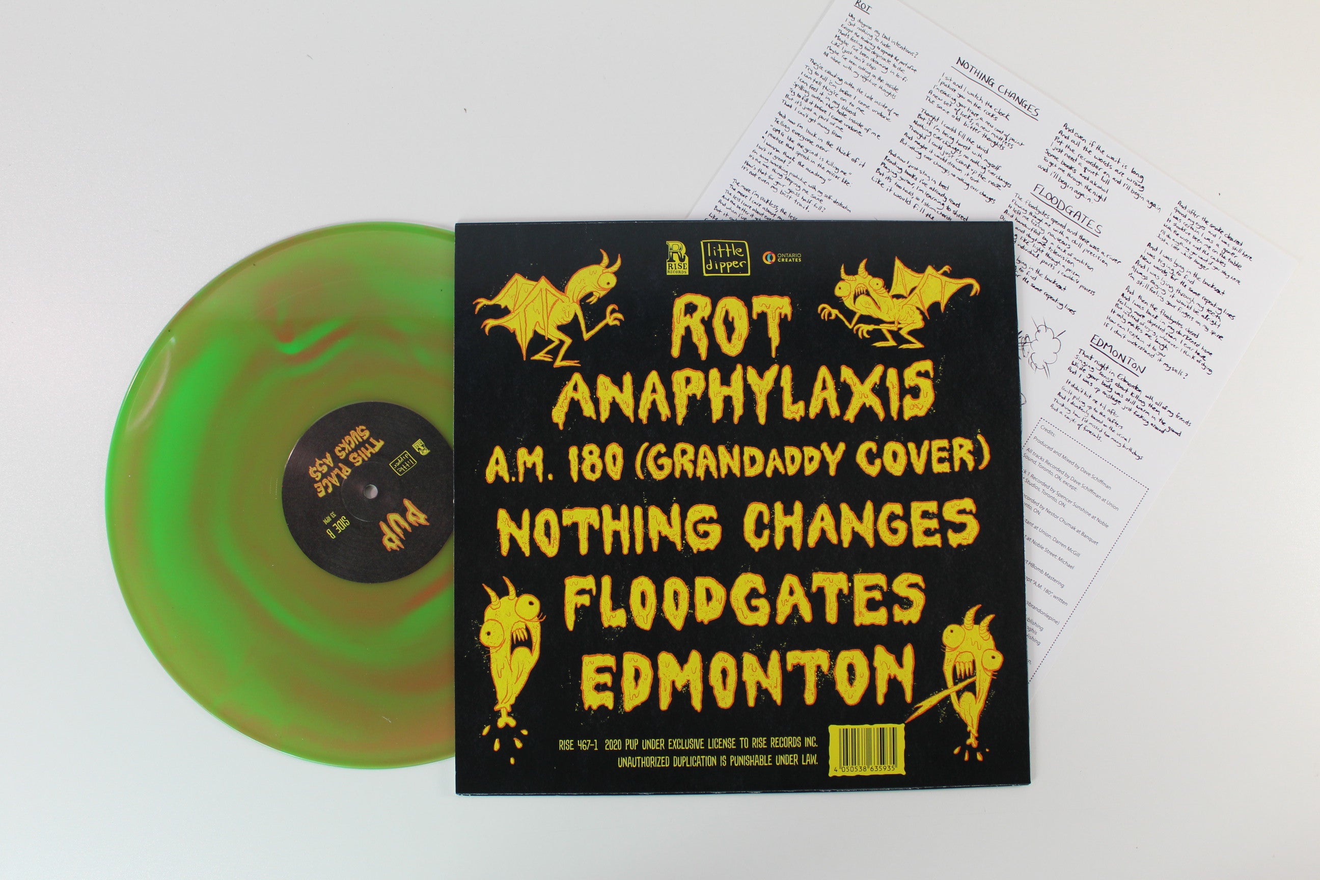 Pup - This Place Sucks Ass on Rise Ltd Neon Green and Pink Swirl