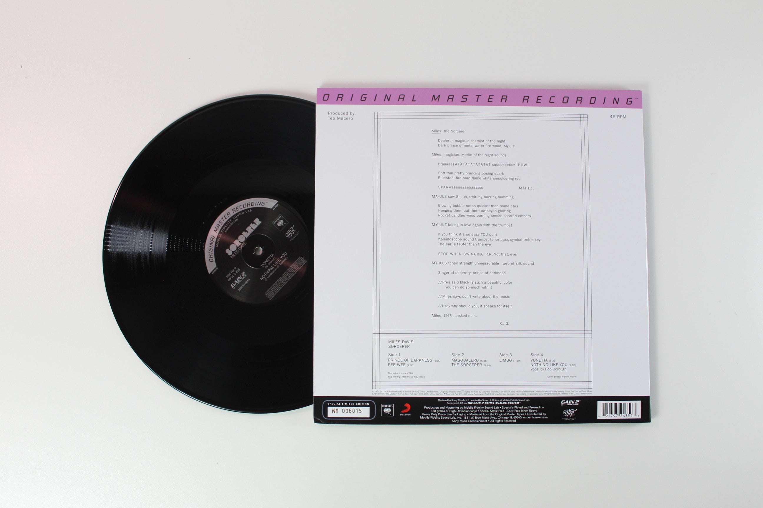 Miles Davis - Sorcerer on Mobile Fidelity Sound Lab Ltd Numbered 2 X 12" 45 RPM Reissue