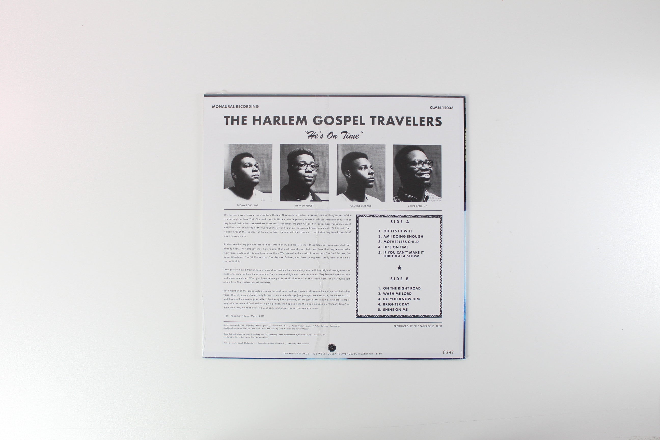 The Harlem Gospel Travelers - He's On Time on Colemine Ltd Numbered Clear Vinyl Sealed