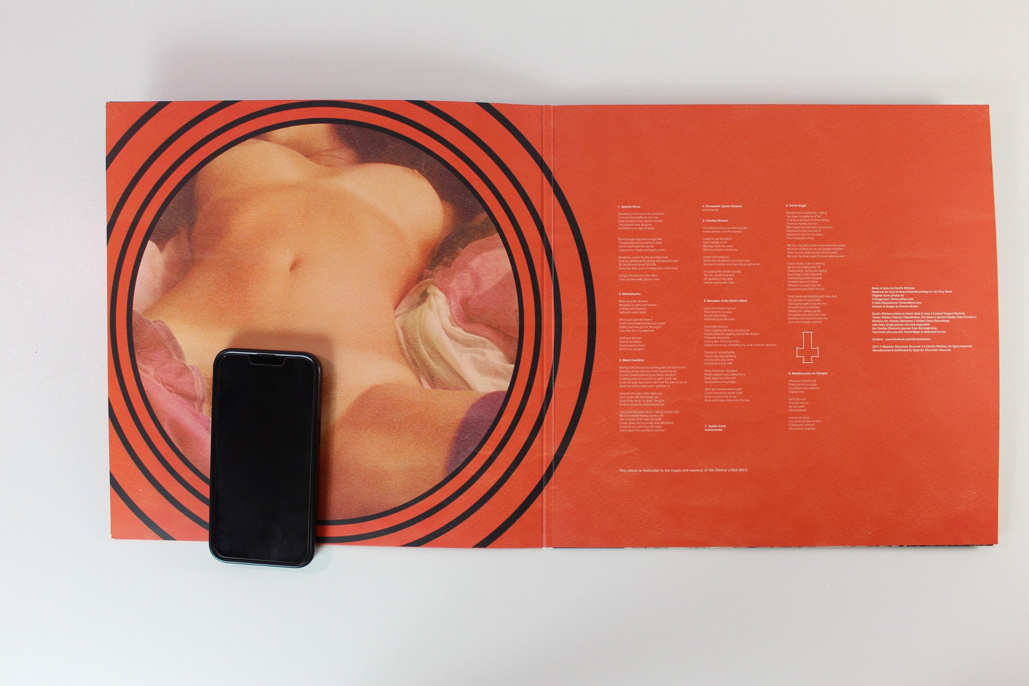 Devil's Witches - Velvet Magic on Majestic Mountain Ltd Orange In White With Black Splatter Reissue