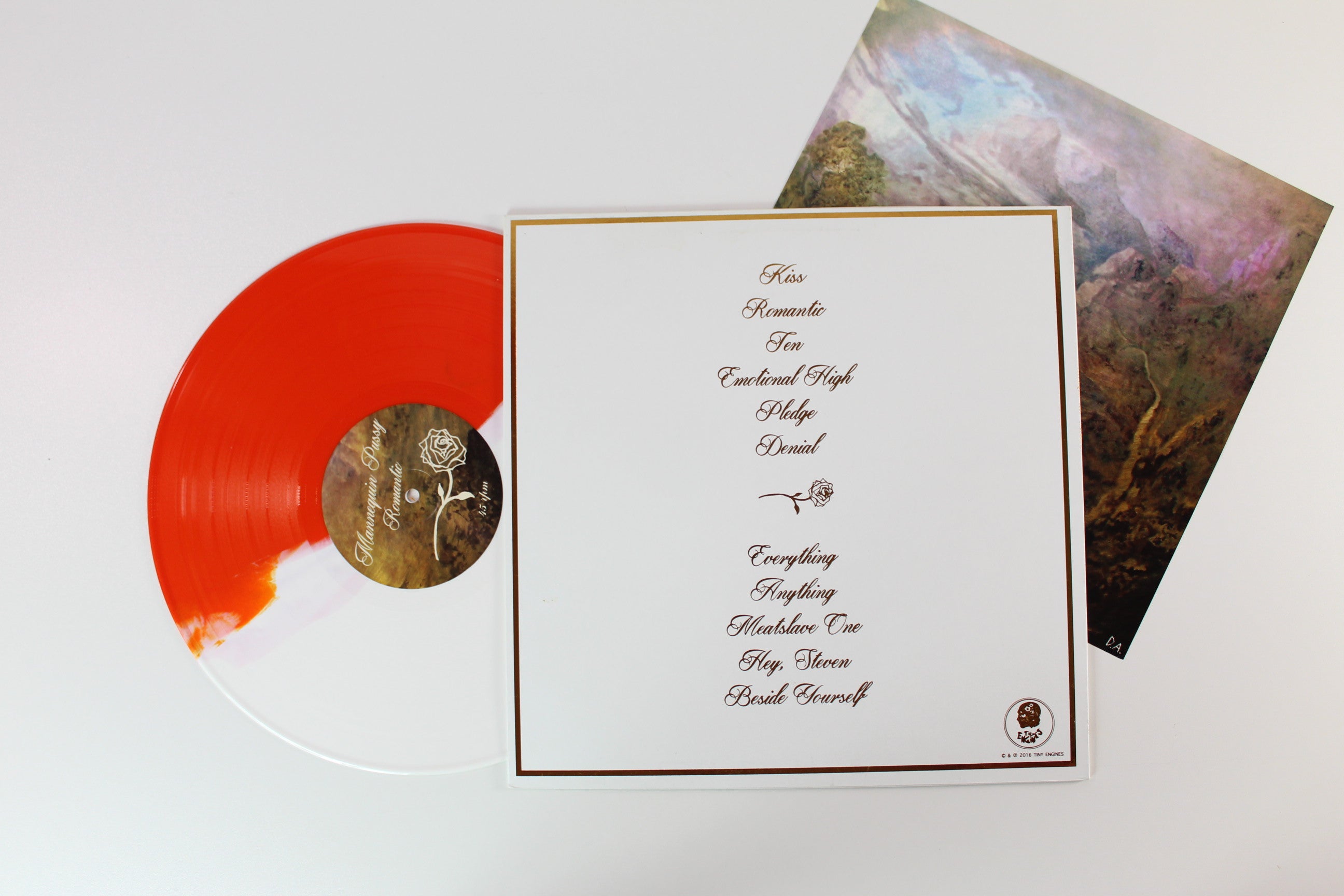 Mannequin Pussy - Romantic on Tiny Engines Ltd 45 RPM White/Golden Orange Split