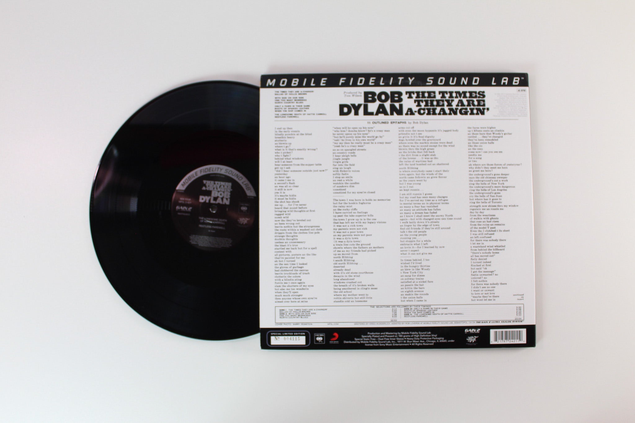 Bob Dylan - The Times They Are A-Changin' on Mobile Fidelity Sound Lab Ltd Numbered 45 RPM Reissue
