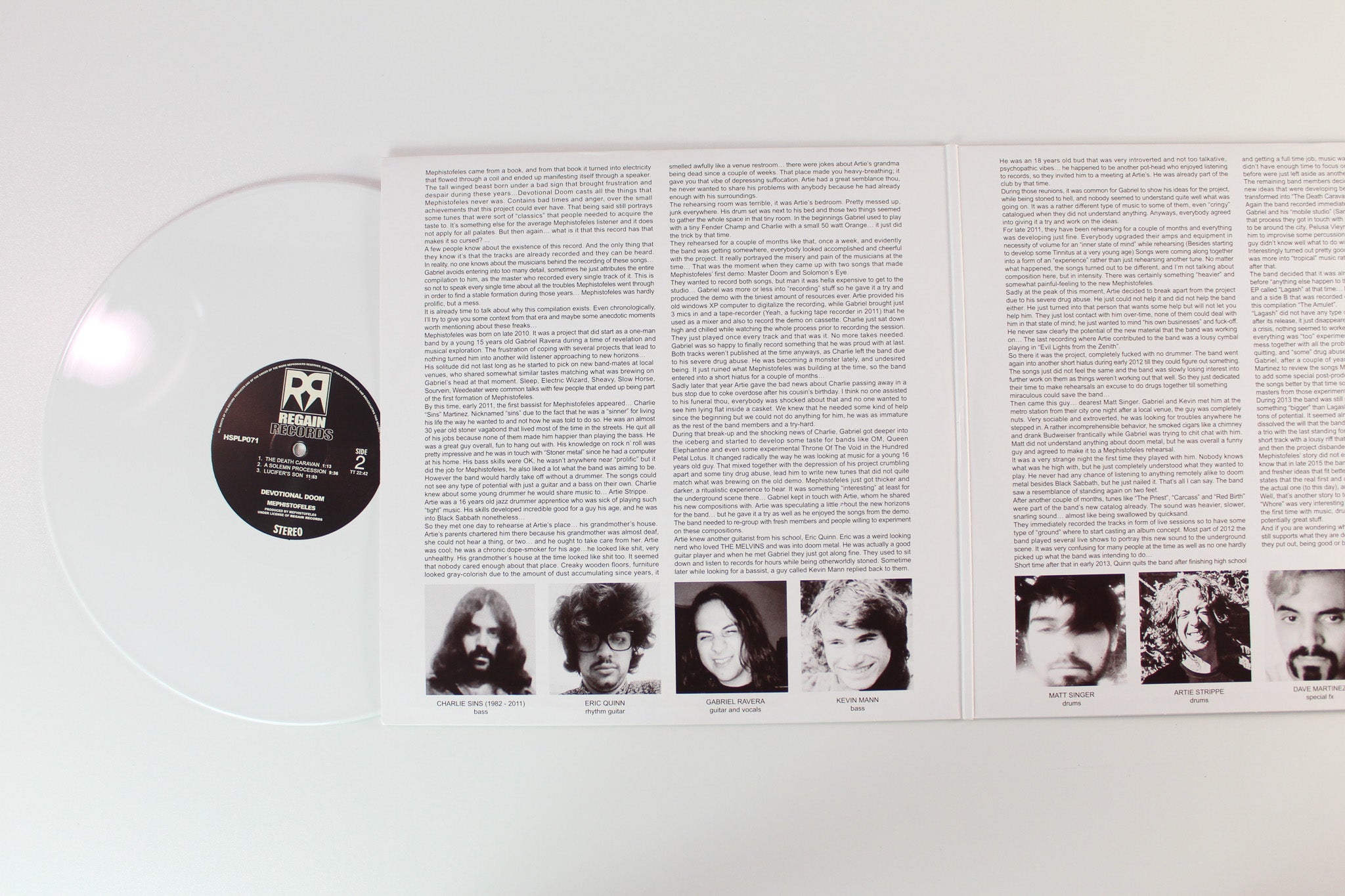 Mephistofeles - Devotional Doom on Regain Ltd White Vinyl Reissue With Replacement LP