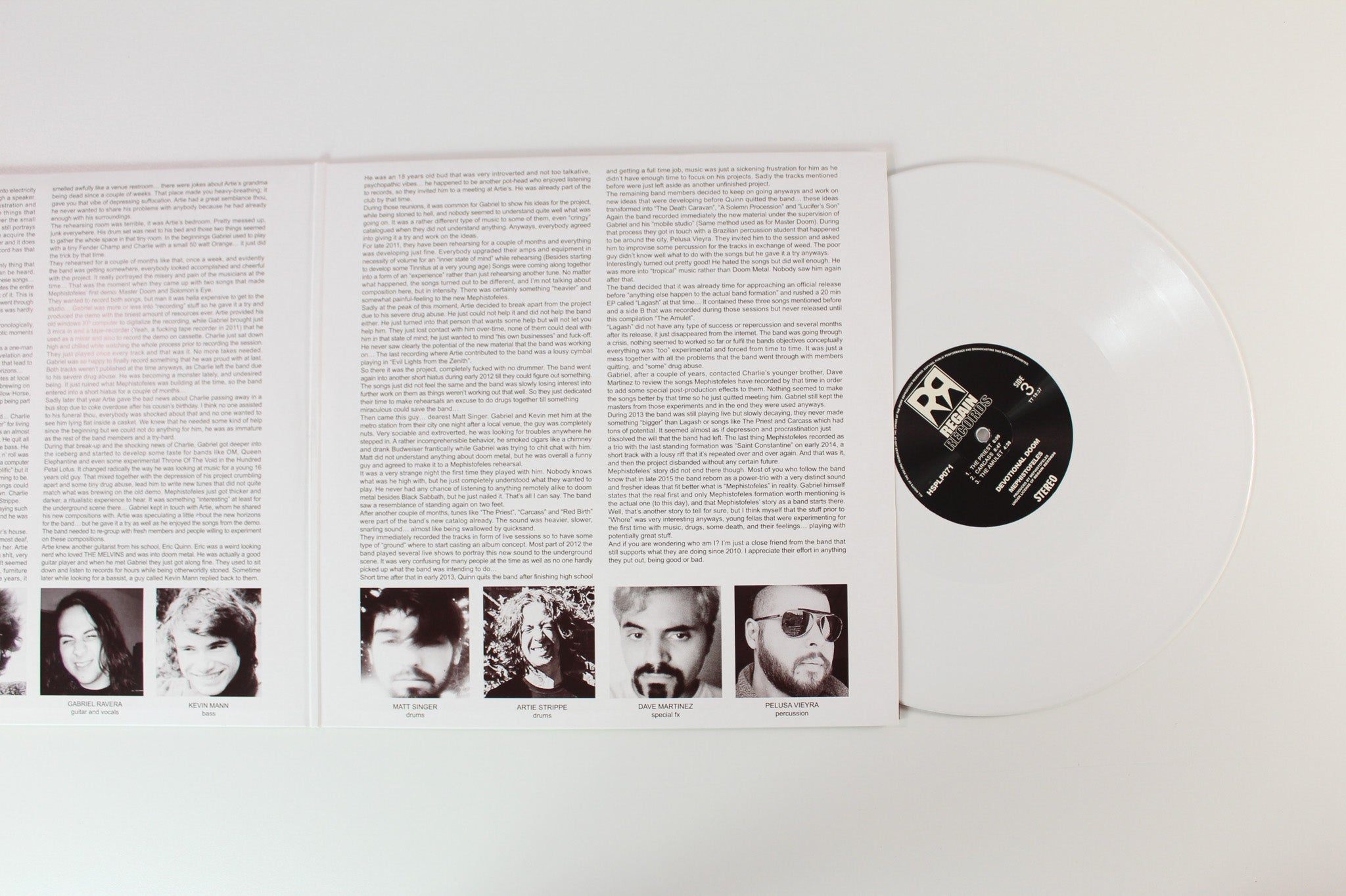 Mephistofeles - Devotional Doom on Regain Ltd White Vinyl Reissue With Replacement LP