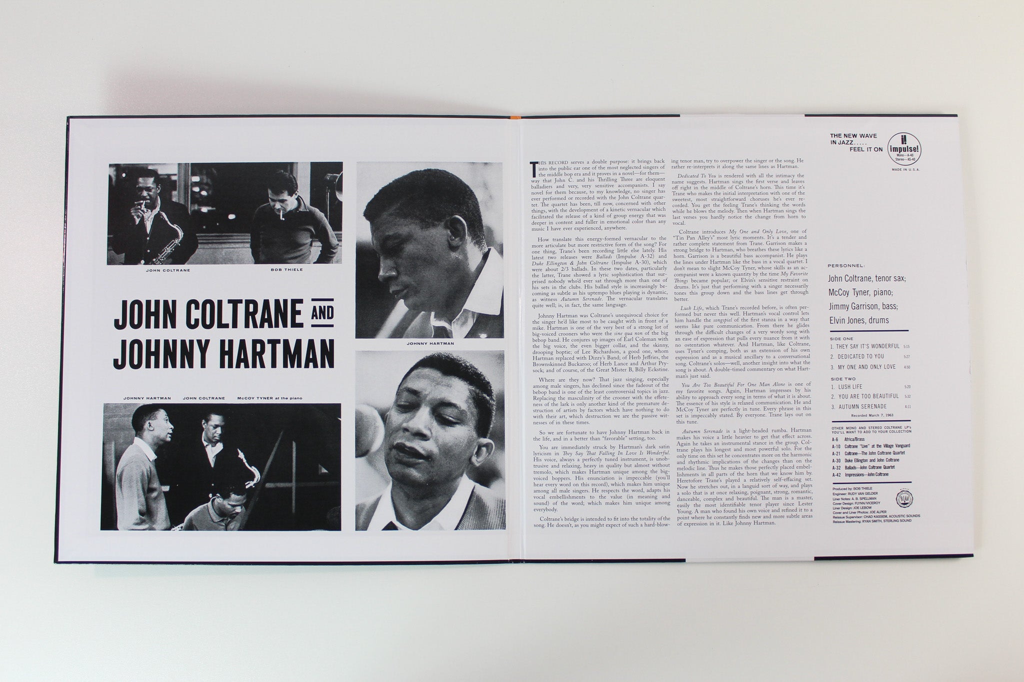 John Coltrane - John Coltrane and Johnny Hartman on Impulse Acoustic Sound Series 180 Gram Reissue