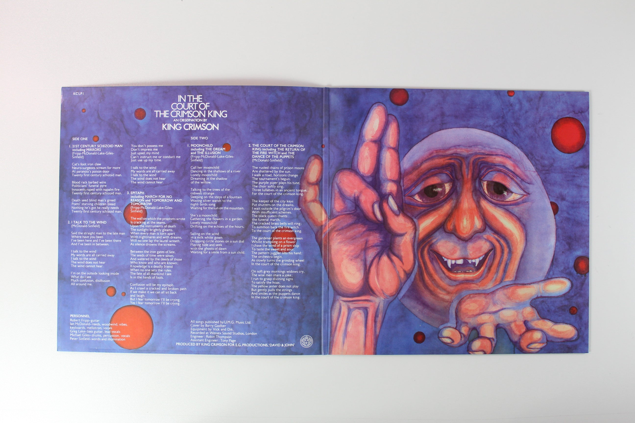 King Crimson - In The Court Of The Crimson King on Panegyric 200 Gram Reissue