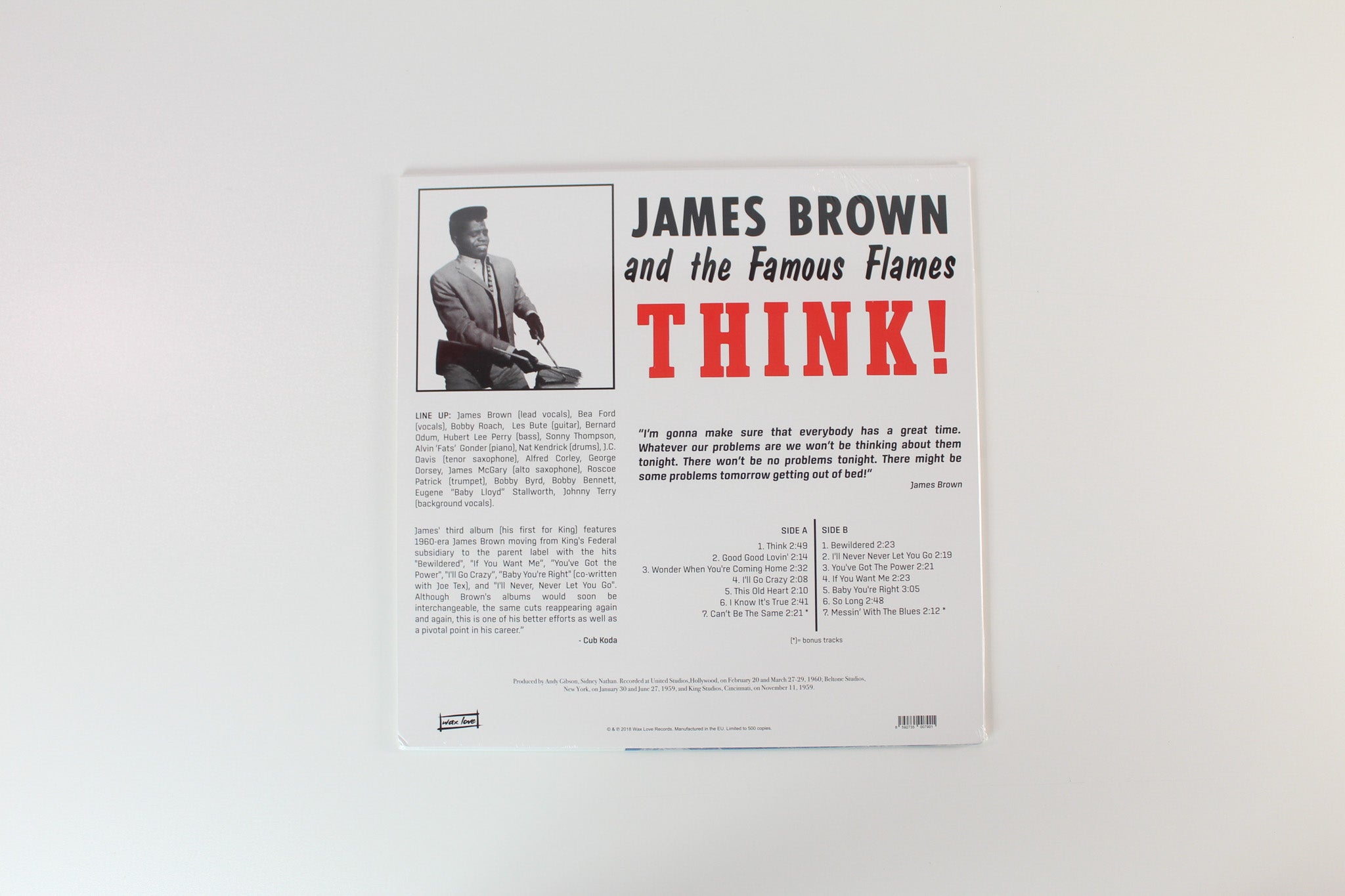 James Brown & The Famous Flames - Think! on Wax Love Records - Sealed