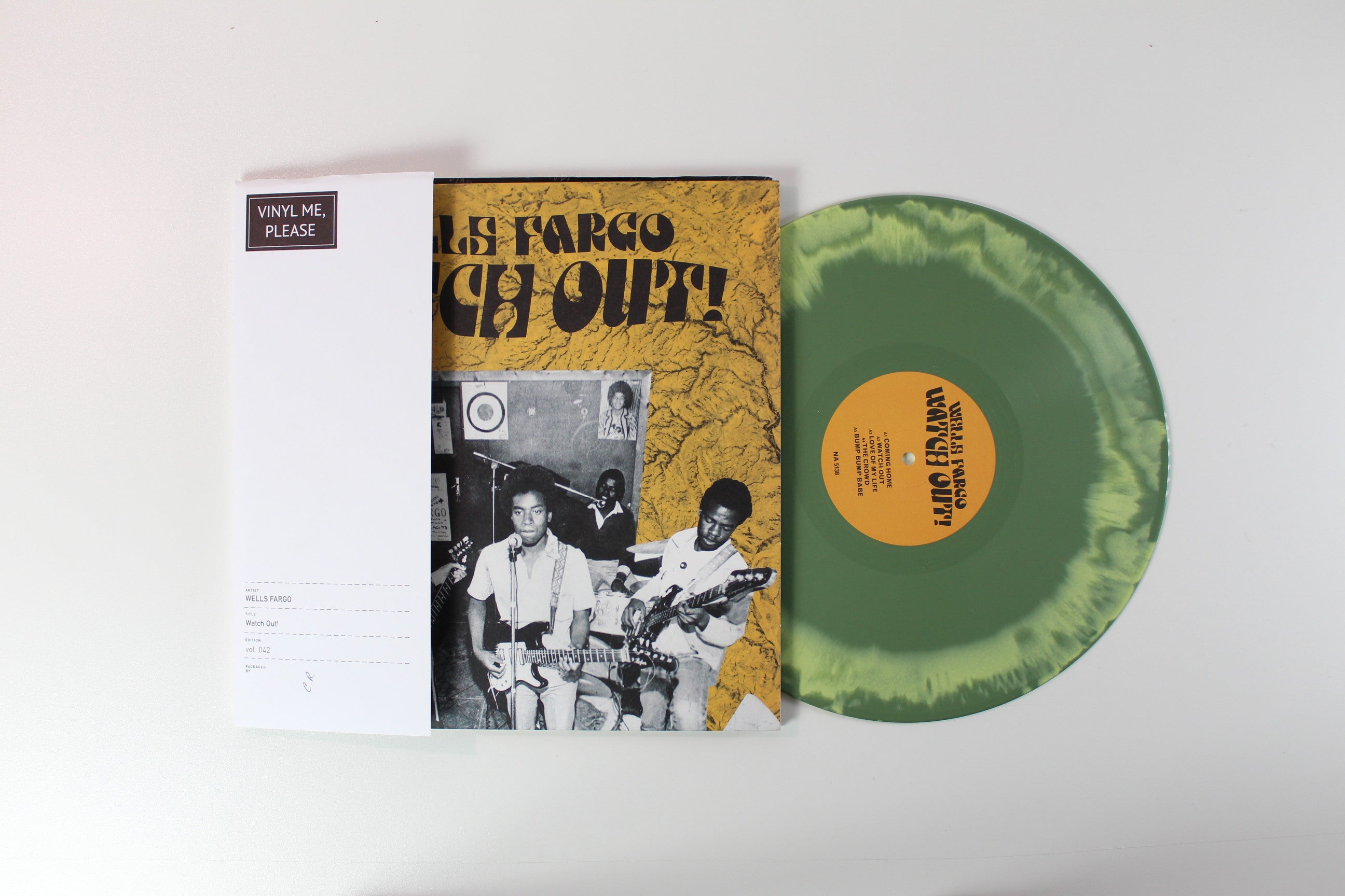 Wells Fargo - Watch Out! on Now Again Vinyl Me Please Yellow/Green Marbled Vinyl