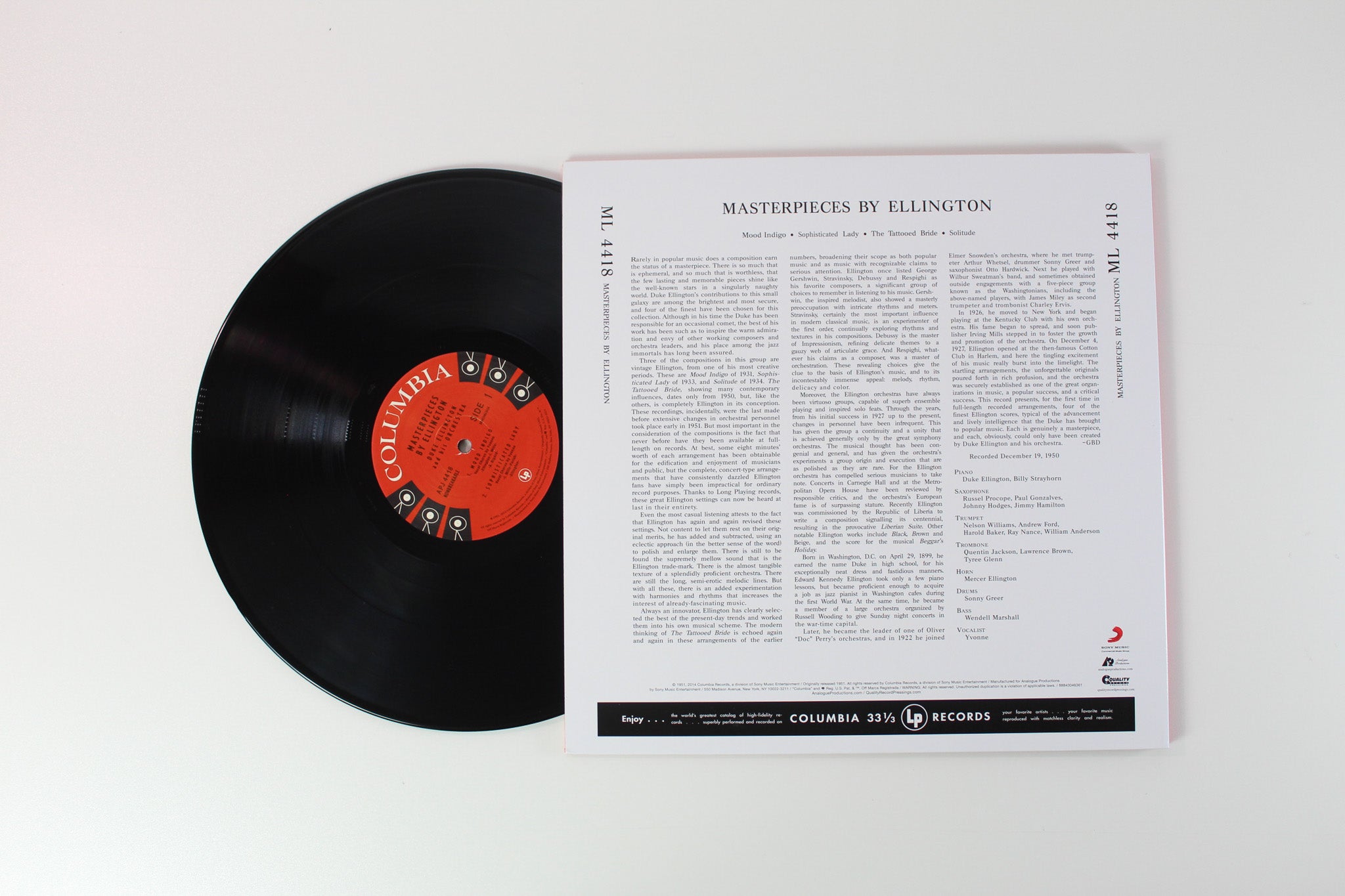 Duke Ellington And His Orchestra - Masterpieces By Ellington on Columbia Analogue Productions Ltd Reissue