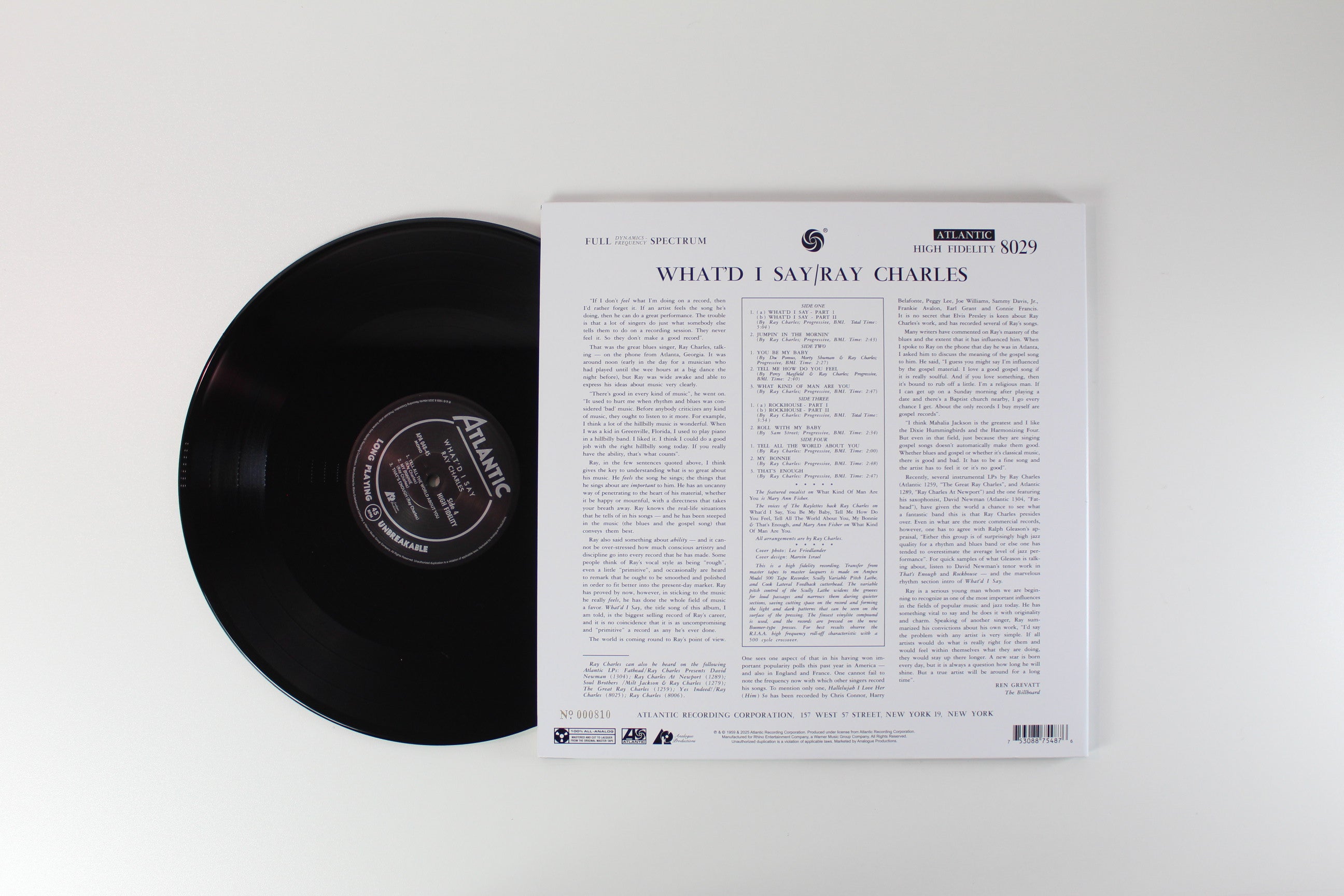 Ray Charles - What'd I Say on Analogue Productions Atlantic 75 Audiophile Series Numbered Reissue