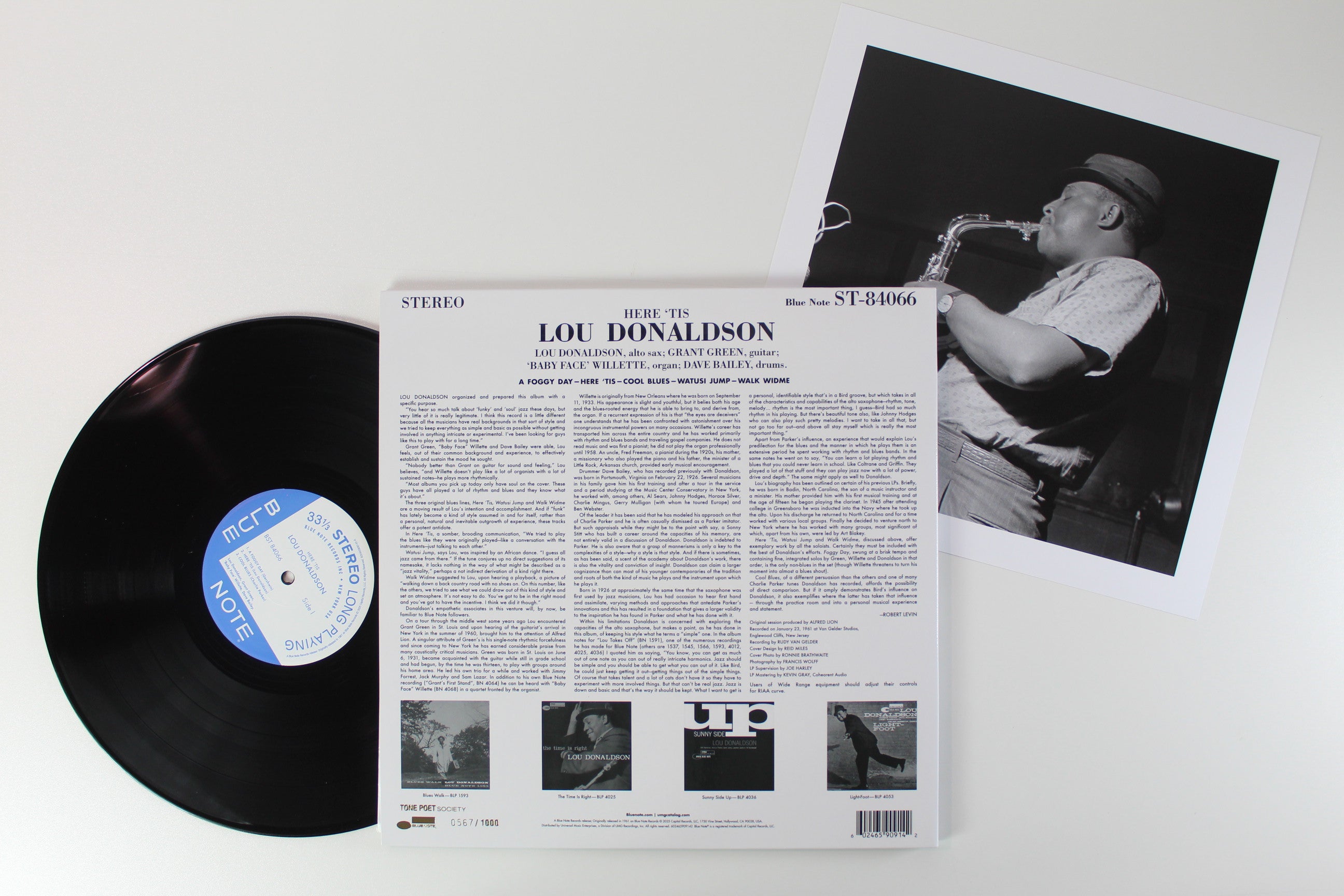 Lou Donaldson - Here 'Tis on Blue Note Tone Poet Series Ltd. Numbered Reissue