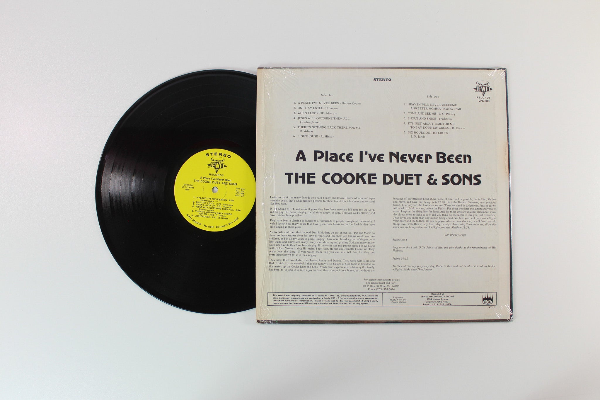 The Cooke Duet - A Place I've Never Been on Jewel Records