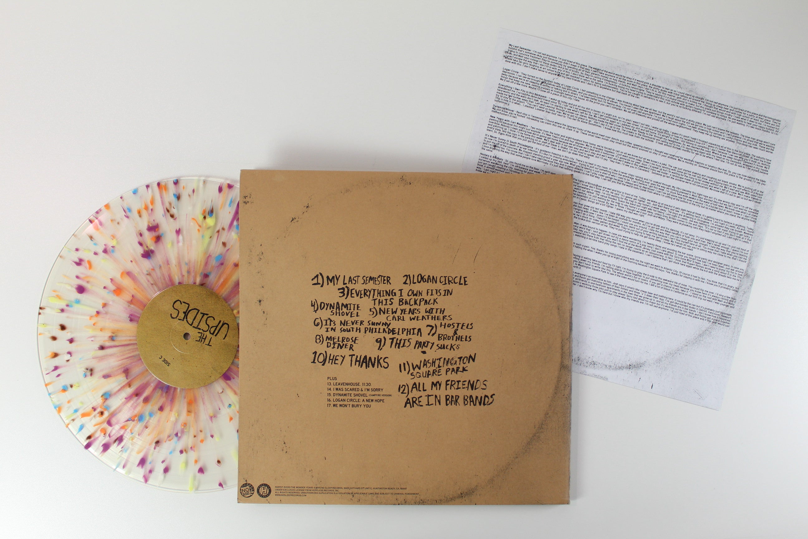 The Wonder Years - The Upsides on No Sleep Records Ltd. Clear w/ Rainbow Splatter Reissue