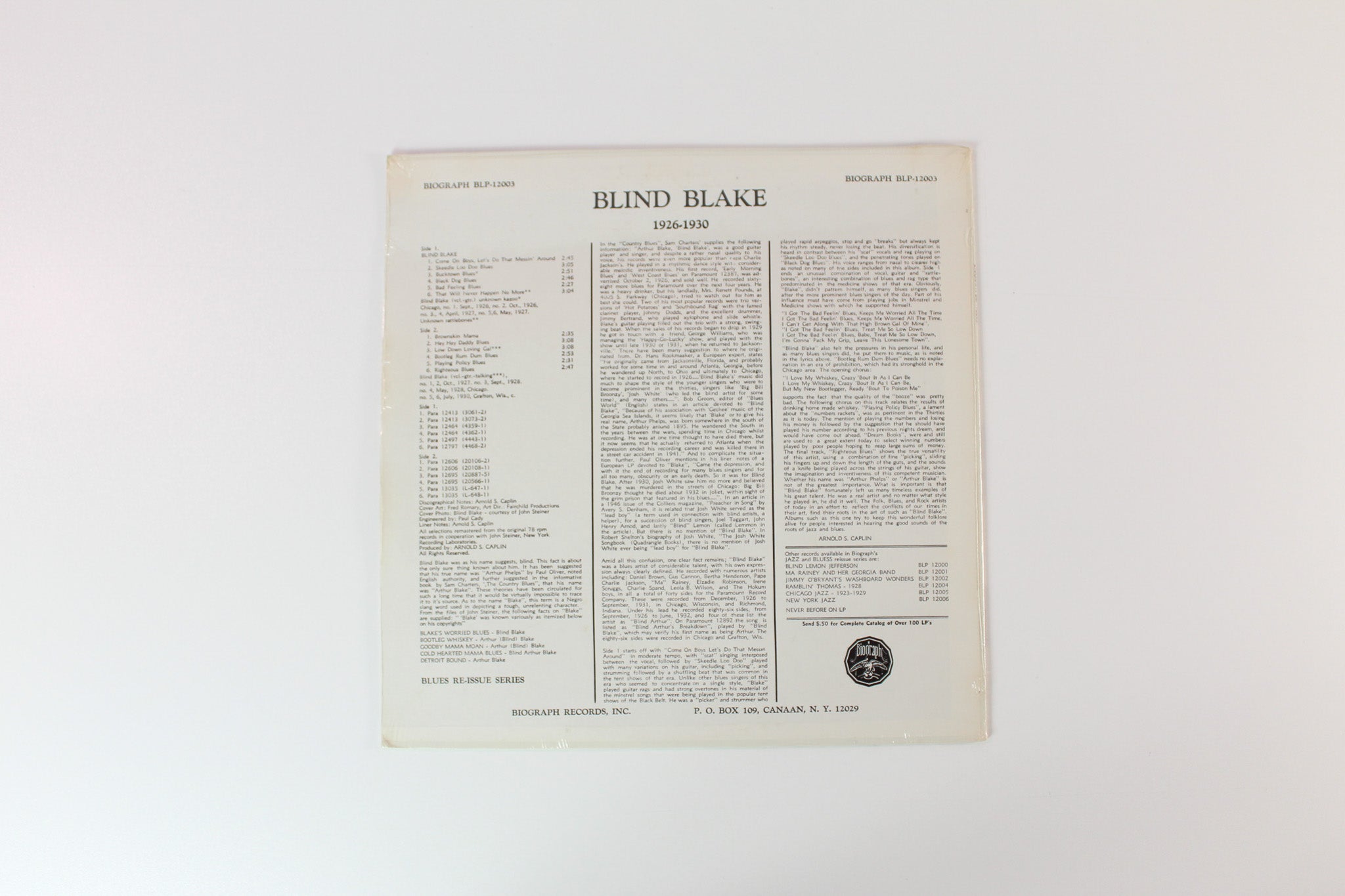 Blind Blake - 1926-30 (Bootleg Rum Dum Blues) on Biograph Sealed