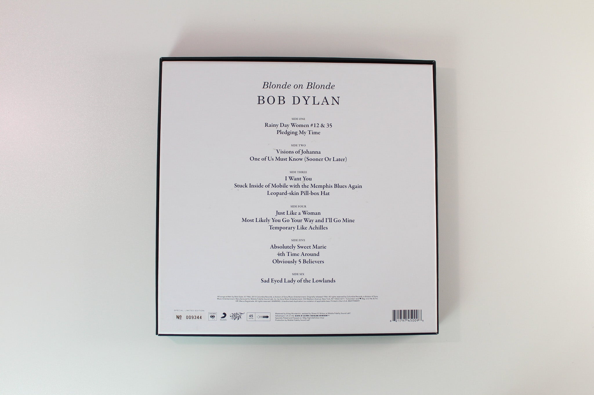 Bob Dylan - Blonde On Blonde 45 RPM Numbered Reissue on Mobile Fidelity Sound Lab