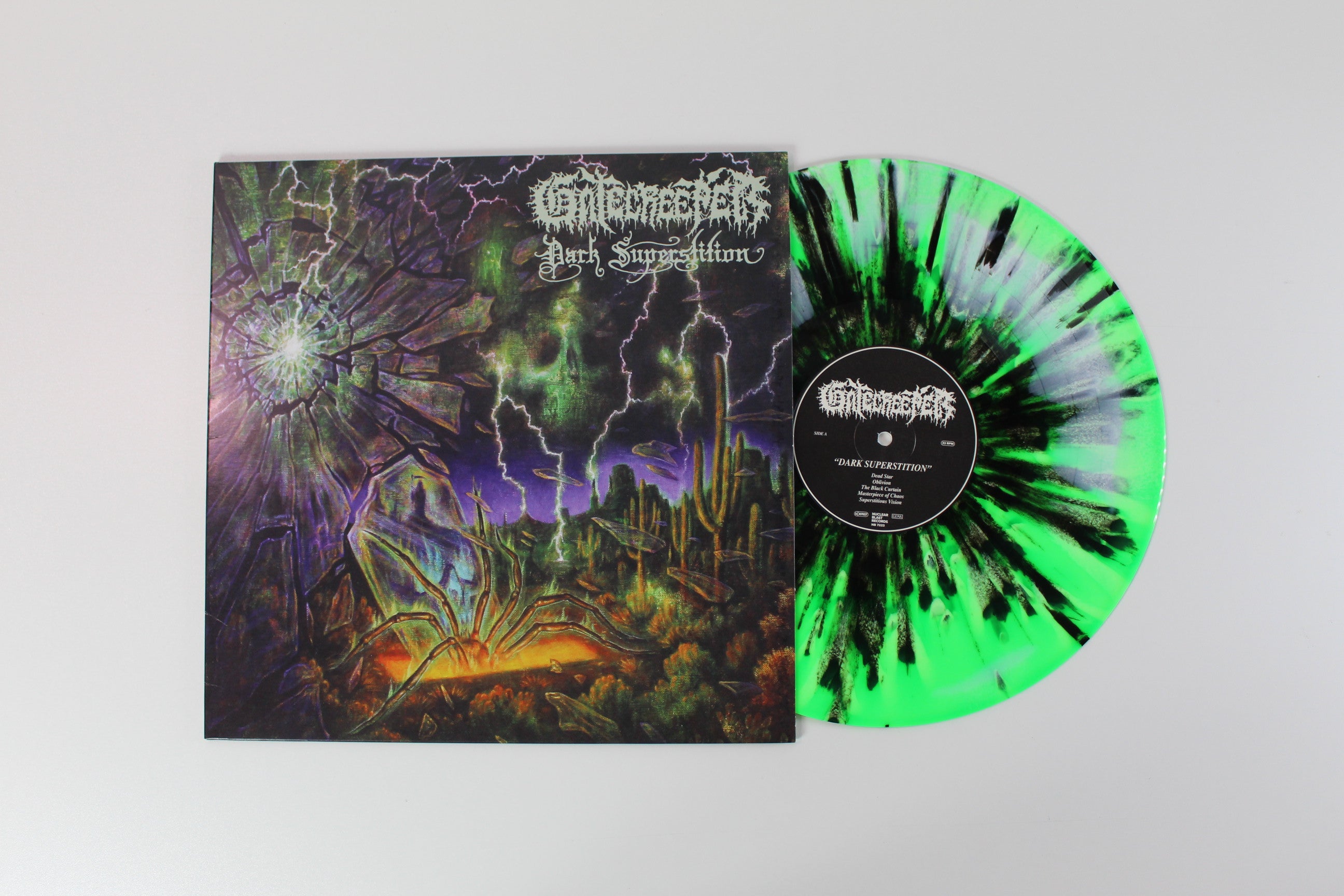 Gatecreeper - Dark Superstition on Nuclear Blast Ltd Green And White Swirl With Black Splatter