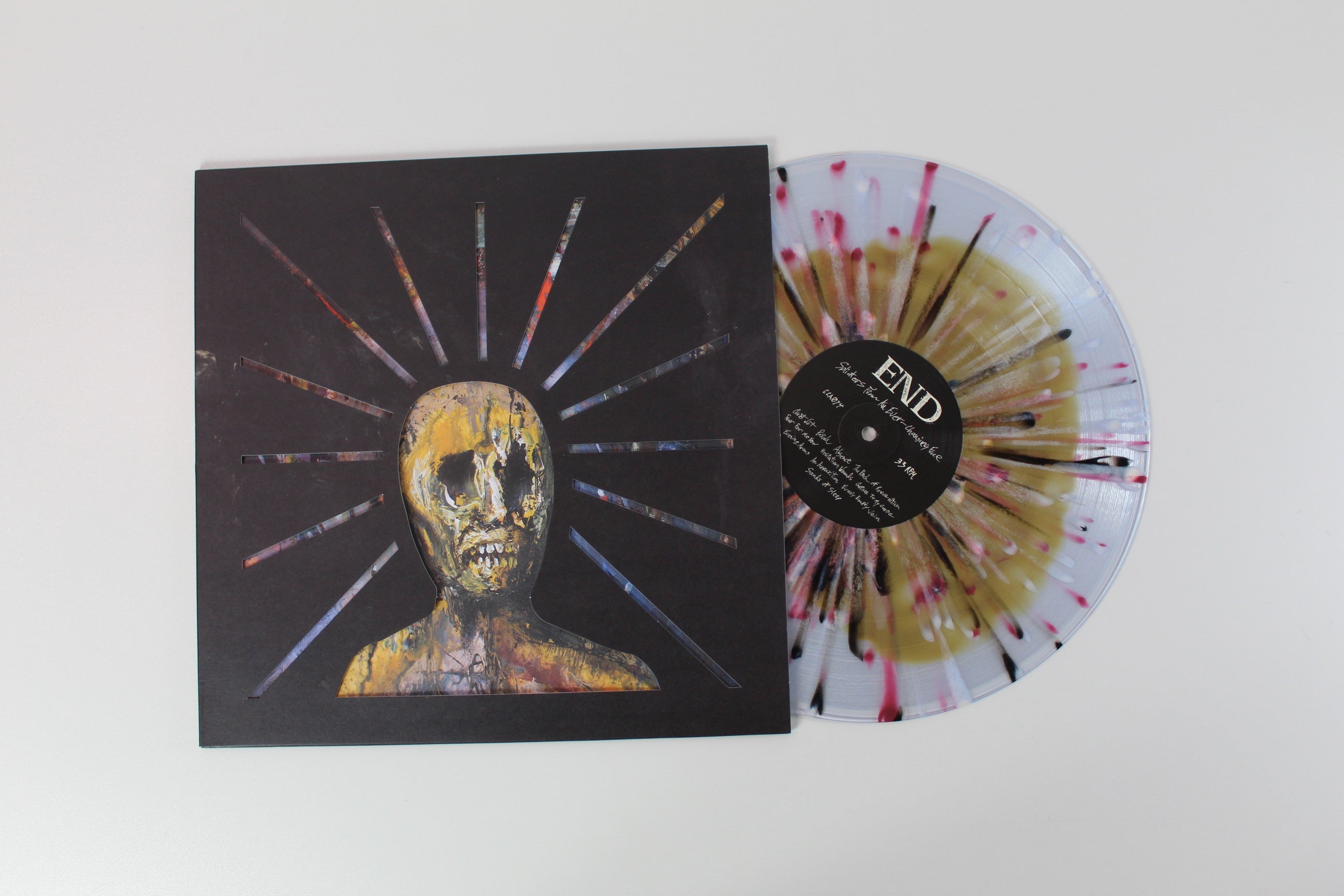 END - Splinters From An Ever-Changing Face on Closed Casket Activities Ltd Gold Inside Clear With Splatter Reissue