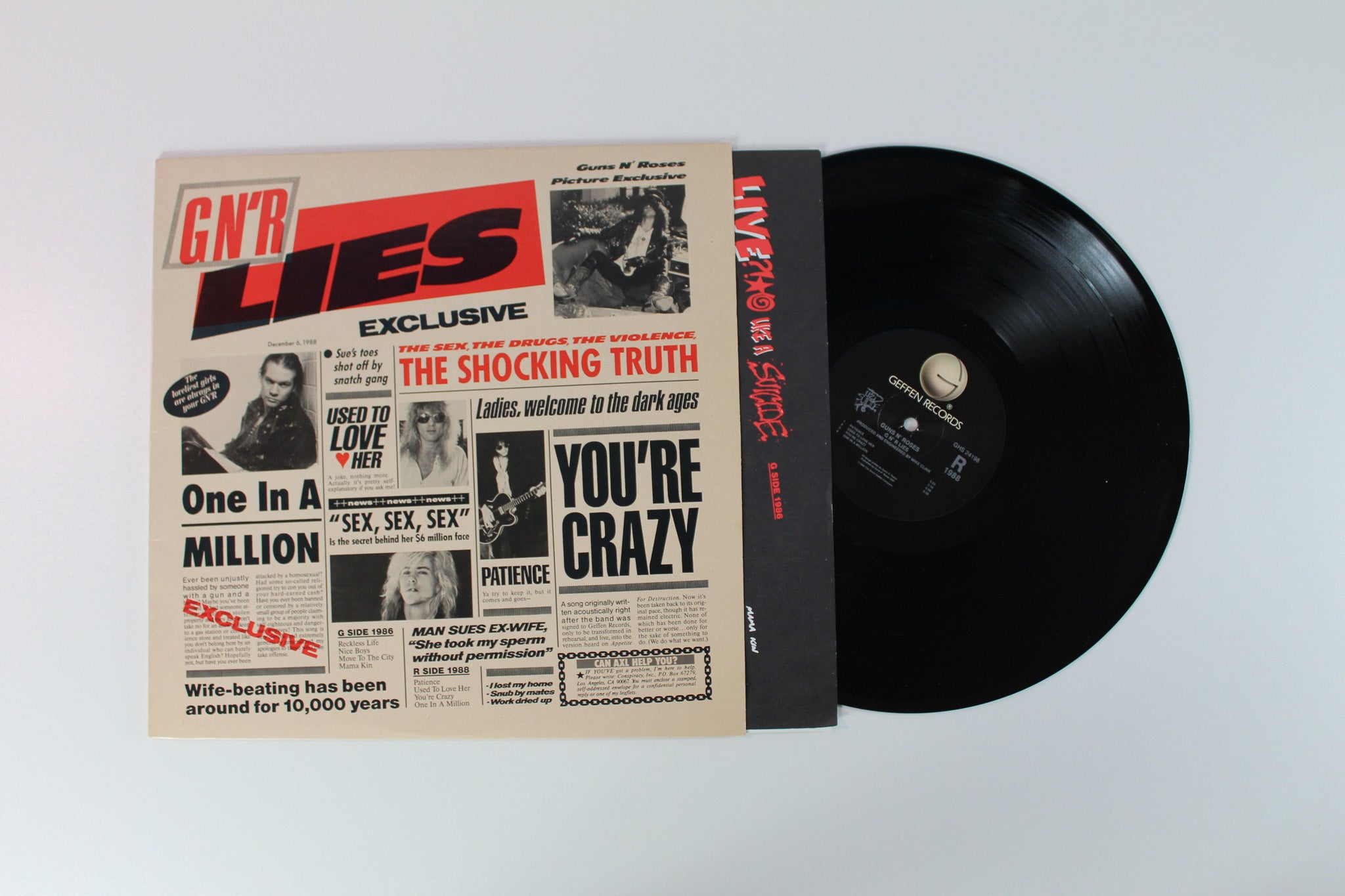 Guns N' Roses - G N' R Lies on Geffen Records, Uncensored Sleeve