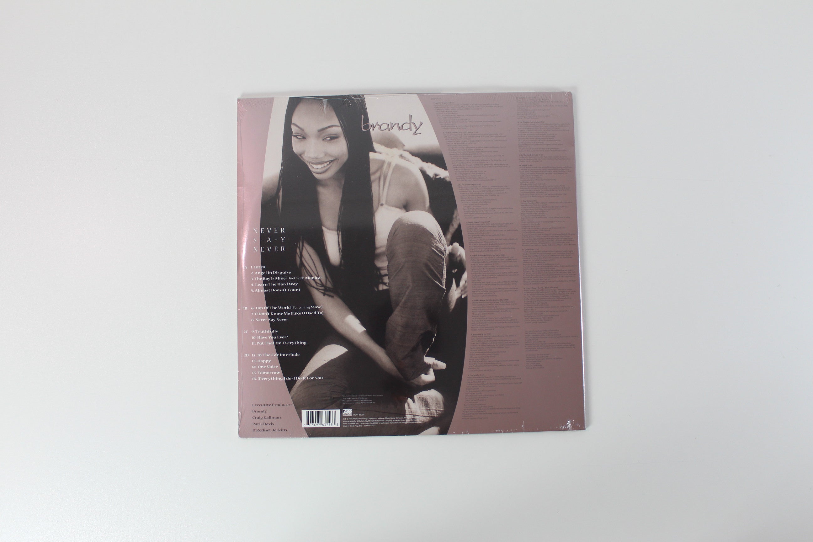 Brandy - Never Say Never on Atlantic Ltd Crystal Clear Vinyl Reissue Sealed