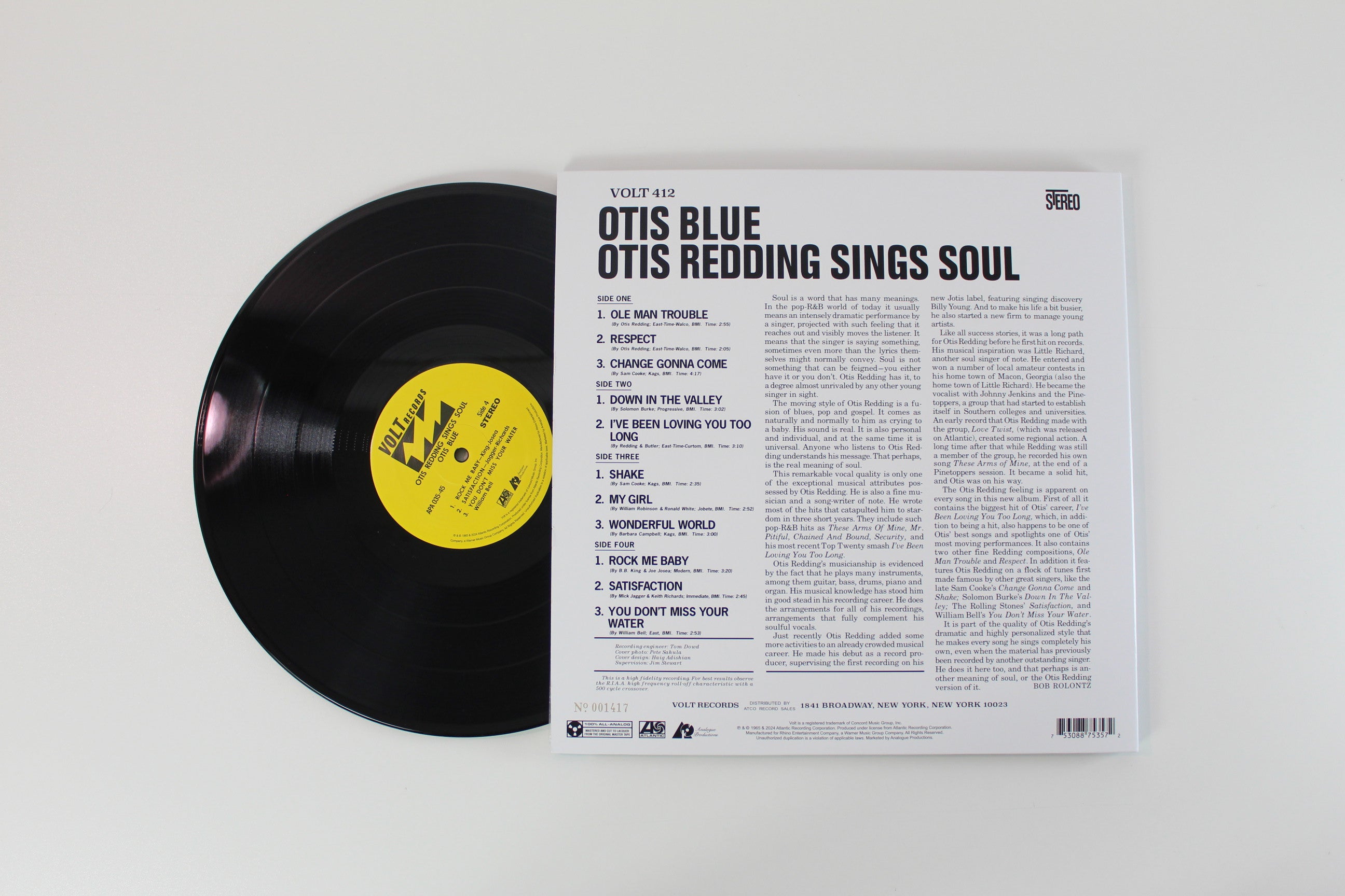 Otis Redding - Otis Blue / Otis Redding Sings Soul on Volt Analogue Productions 2 X 12" 45 RPM Ltd Numbered Reissue