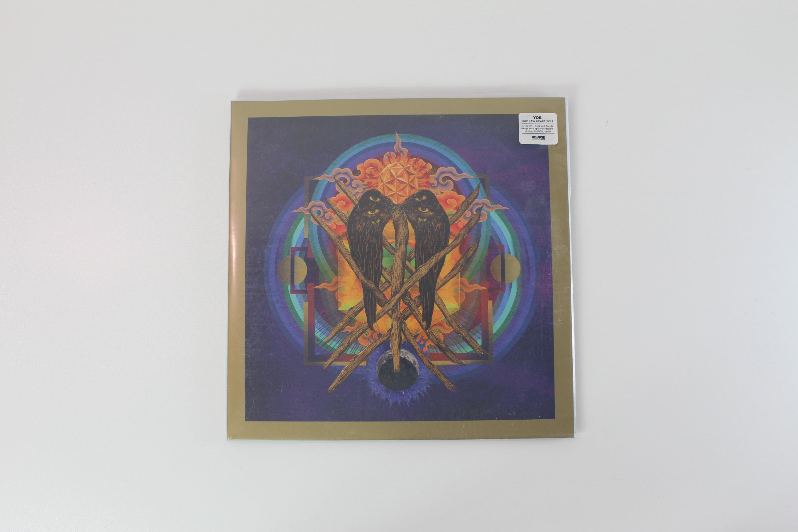Yob - Our Raw Heart on Relapse Ltd Gold Metallic & Deep Purple Merge w/ Magenta Blood Red & Purple Splatter Reissue