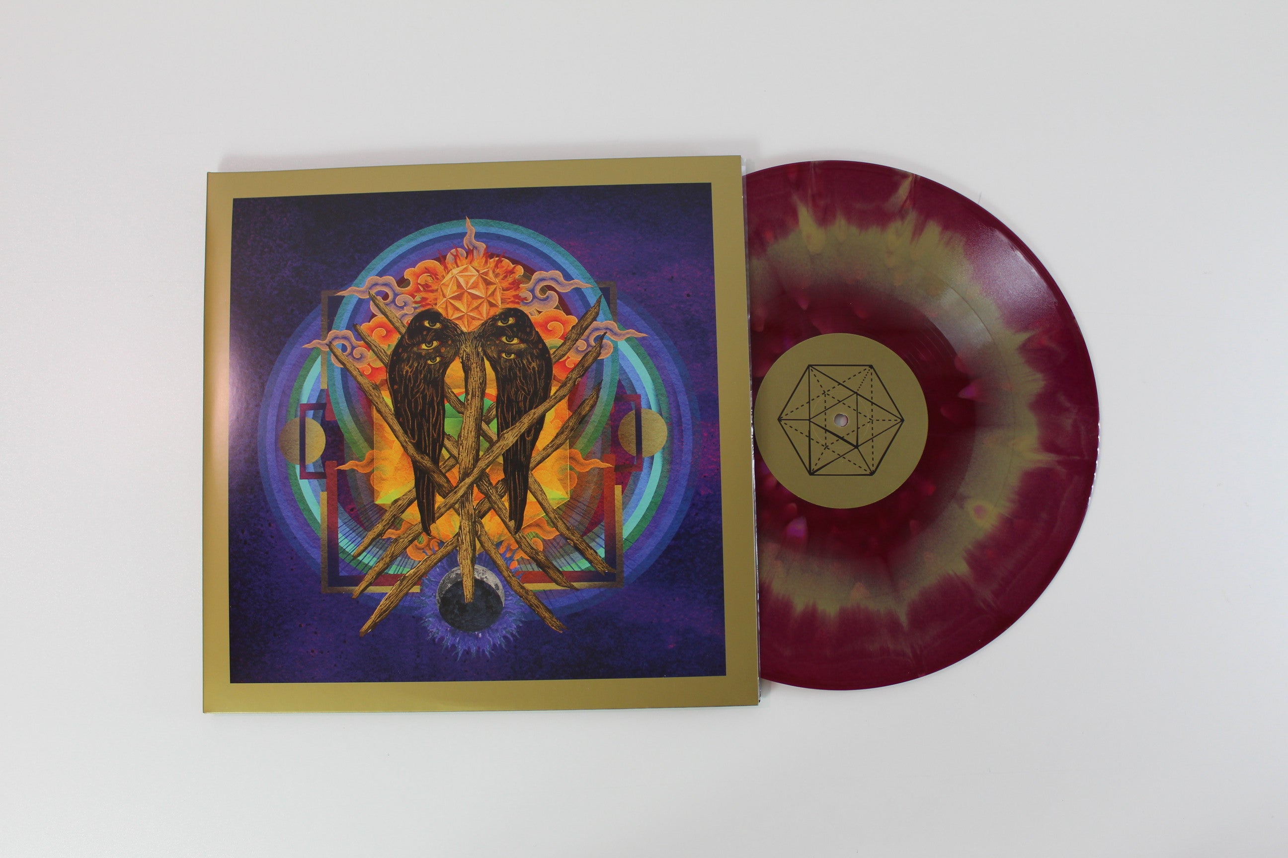 Yob - Our Raw Heart on Relapse Ltd Gold Metallic & Deep Purple Merge w/ Magenta Blood Red & Purple Splatter Reissue