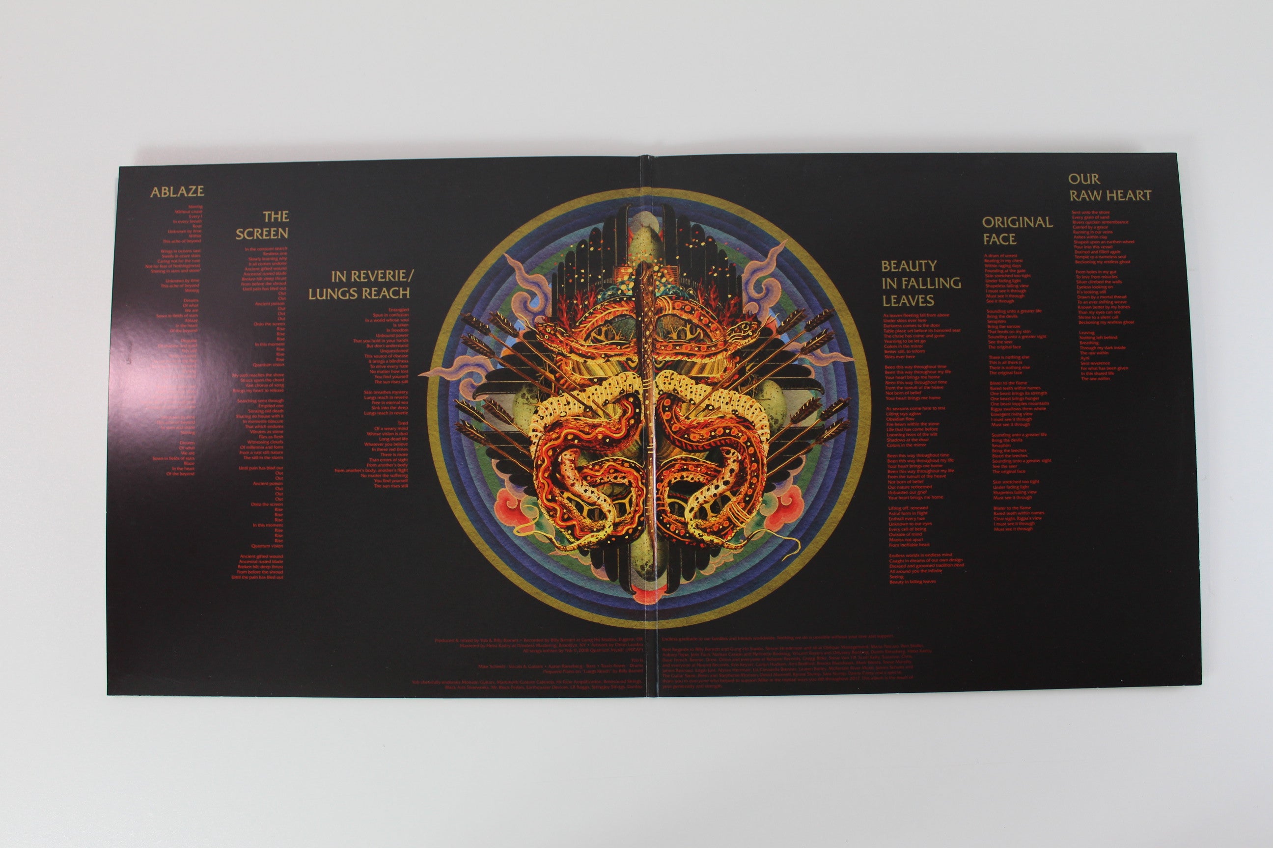 Yob - Our Raw Heart on Relapse Ltd Gold Metallic & Deep Purple Merge w/ Magenta Blood Red & Purple Splatter Reissue