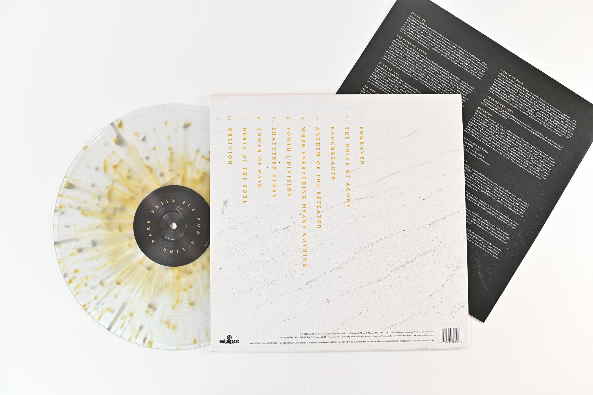 Fit For A King - Dark Skies on Solid State Clear With Gold & Gray Splatter