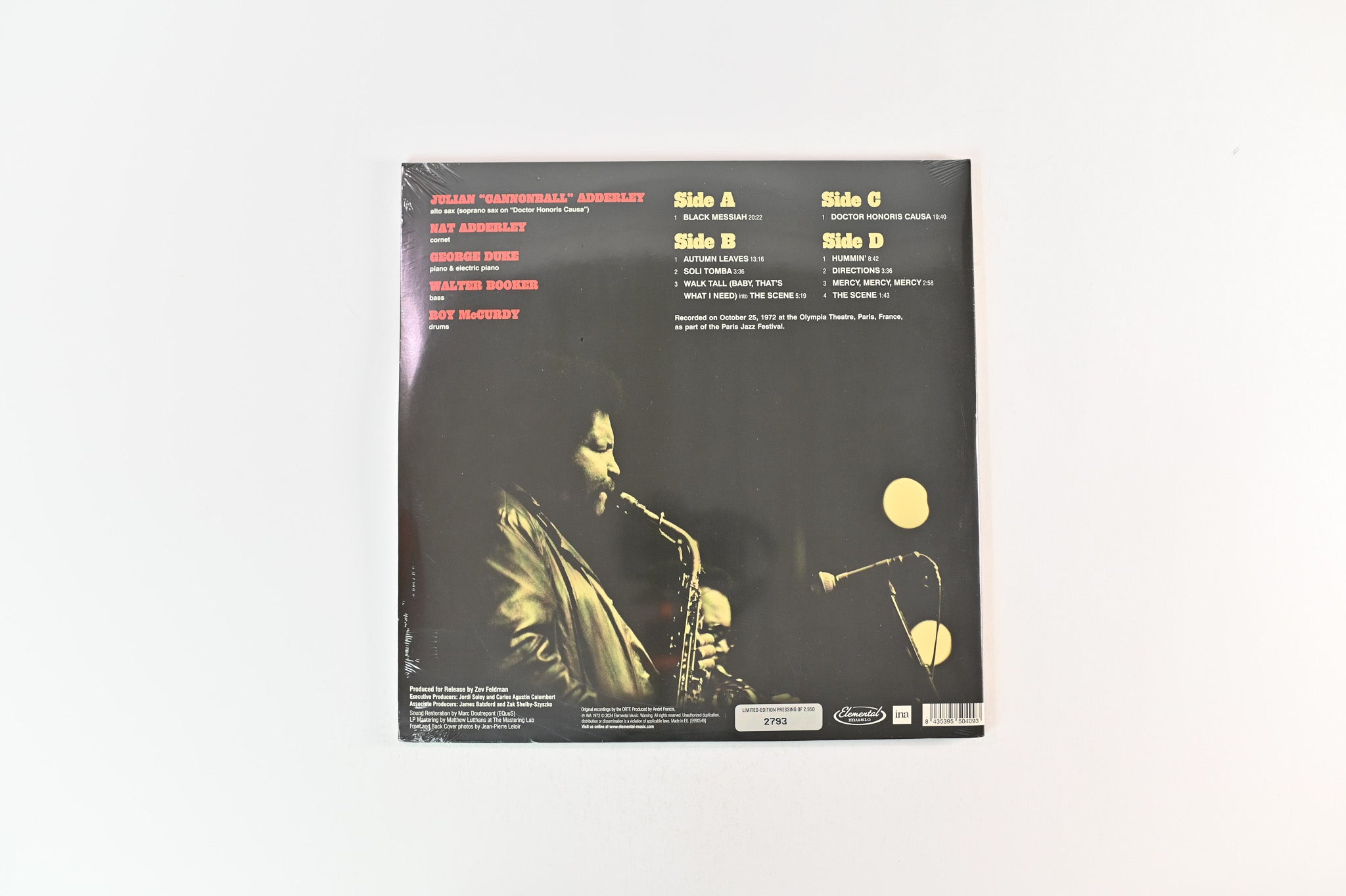Cannonball Adderley - Poppin' In Paris: Live At L'Olympia 1972 on Elemental Music RSD 2024 Ltd Numbered Sealed