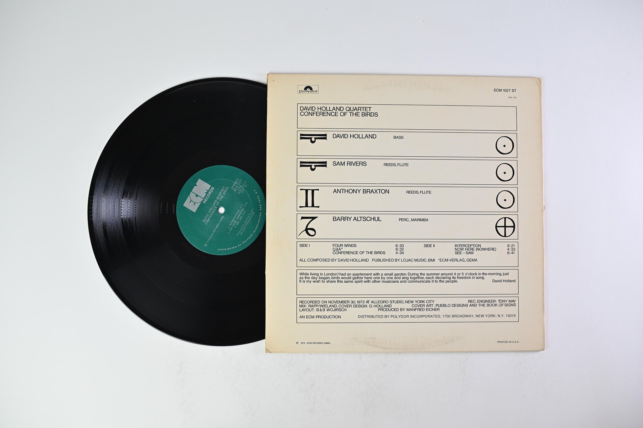 David Holland Quartet - Conference Of The Birds on ECM