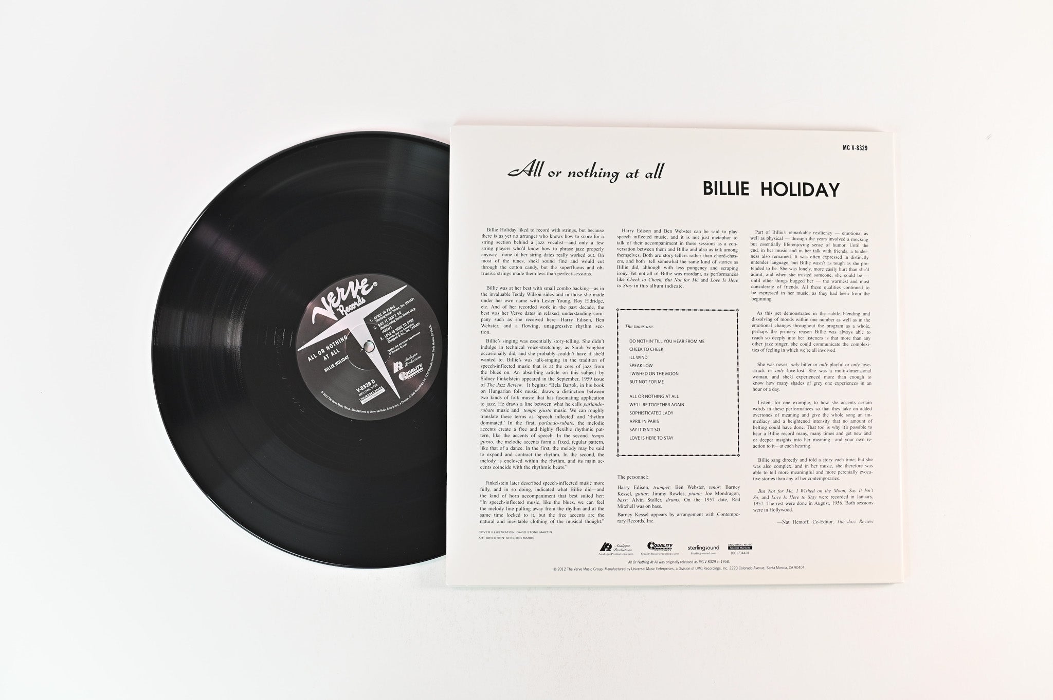 Billie Holiday - All Or Nothing At All on Verve Analogue Productions Ltd 45 RPM 200 Gram Reissue