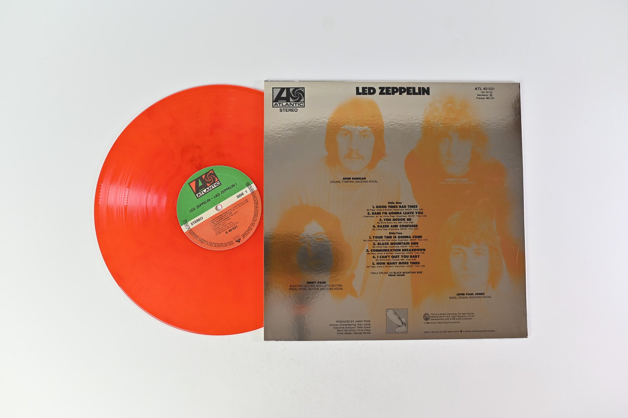 Led Zeppelin - Led Zeppelin on Atlantic Orange Red Marbled German Reissue