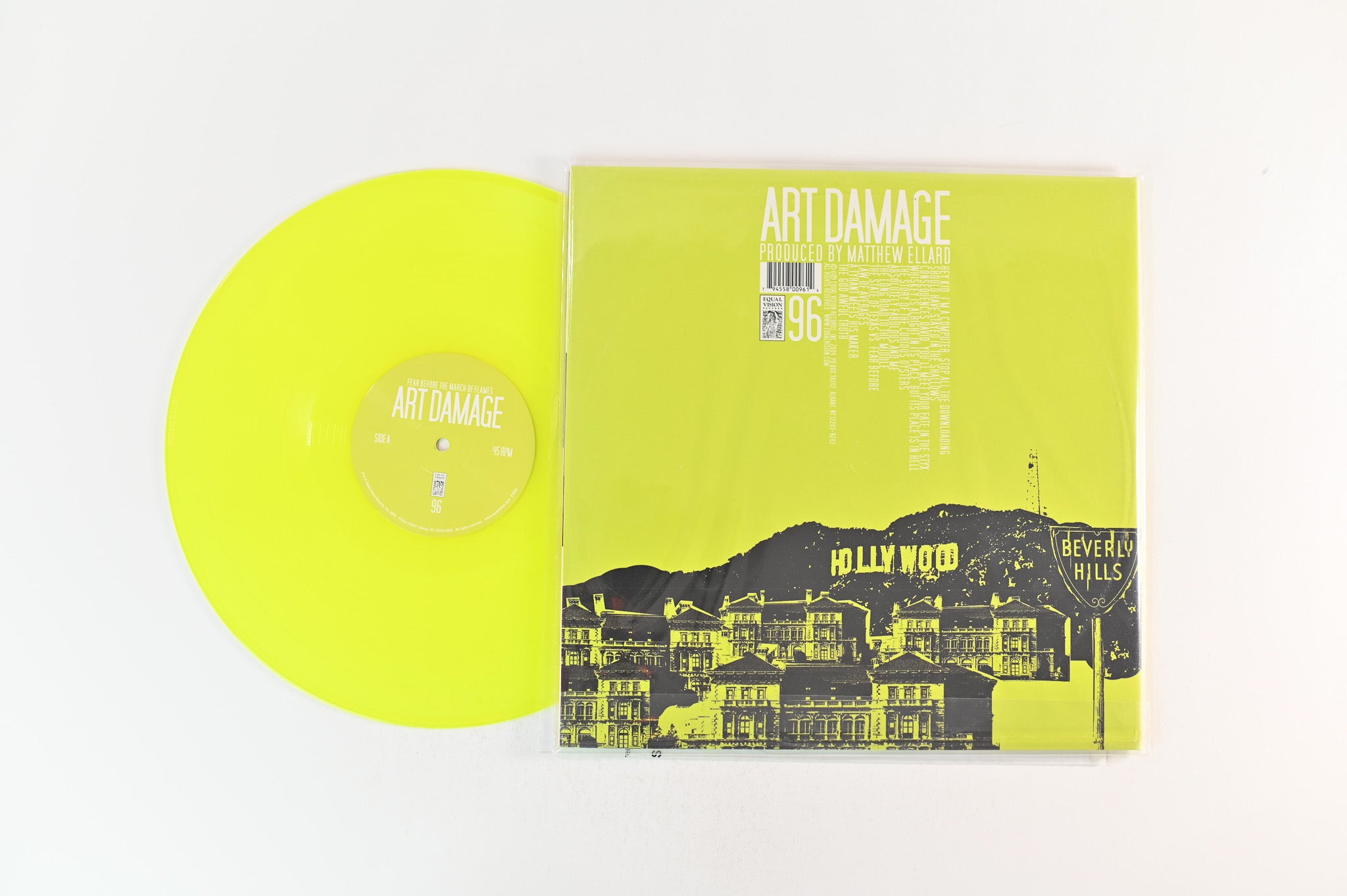 Fear Before The March Of Flames - Art Damage on Equal Vision Ltd 45 RPM Transparent Yellow Green Reissue