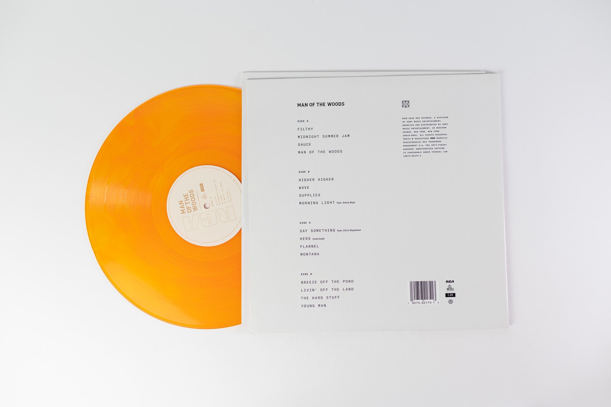 Justin Timberlake - Man Of The Woods on RCA Orange Translucent Vinyl