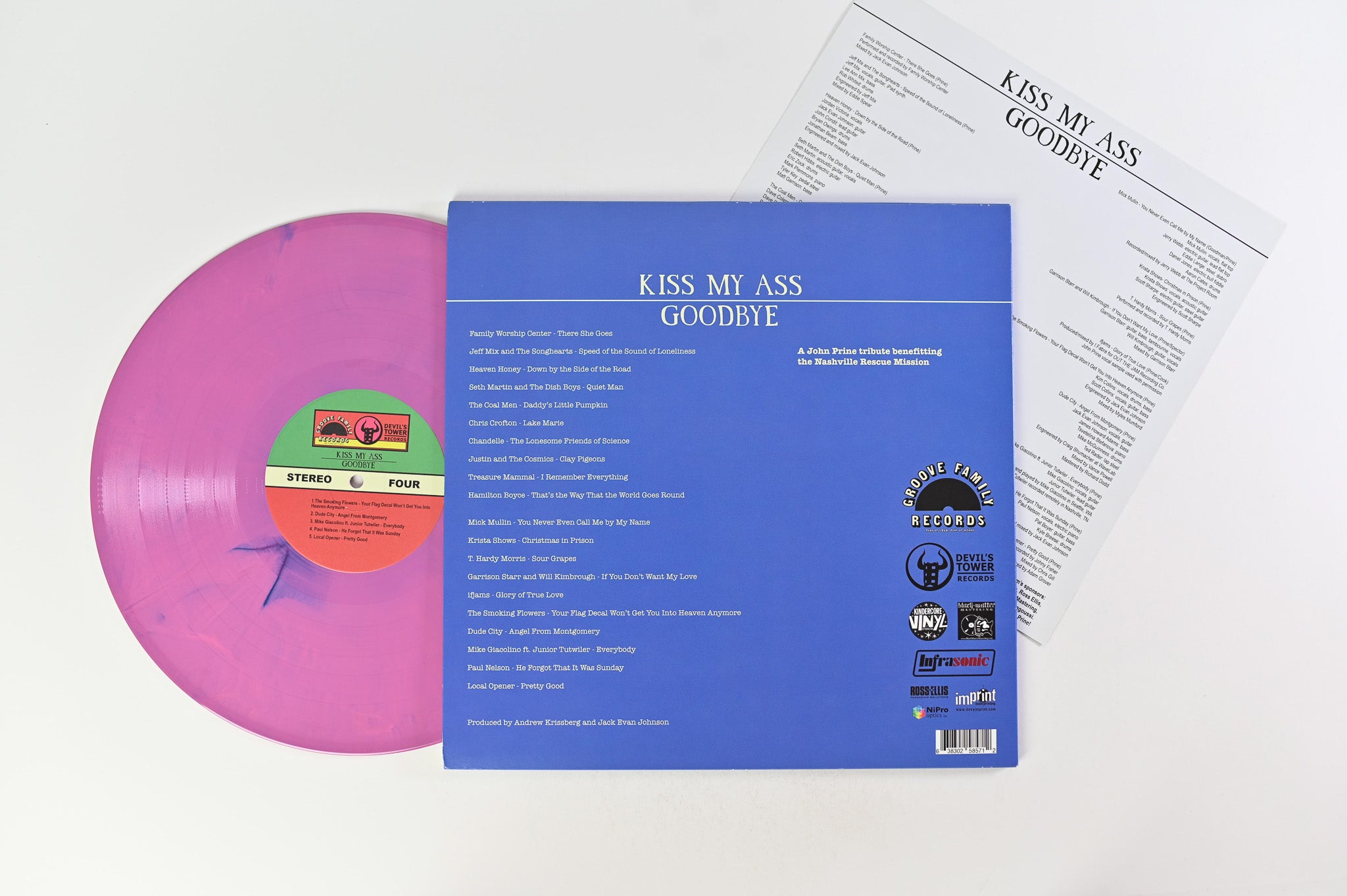 Various - Kiss My Ass Goodbye (John Prine Tribute) on Devil's Tower Records / Groove Family Records - Colored Vinyl