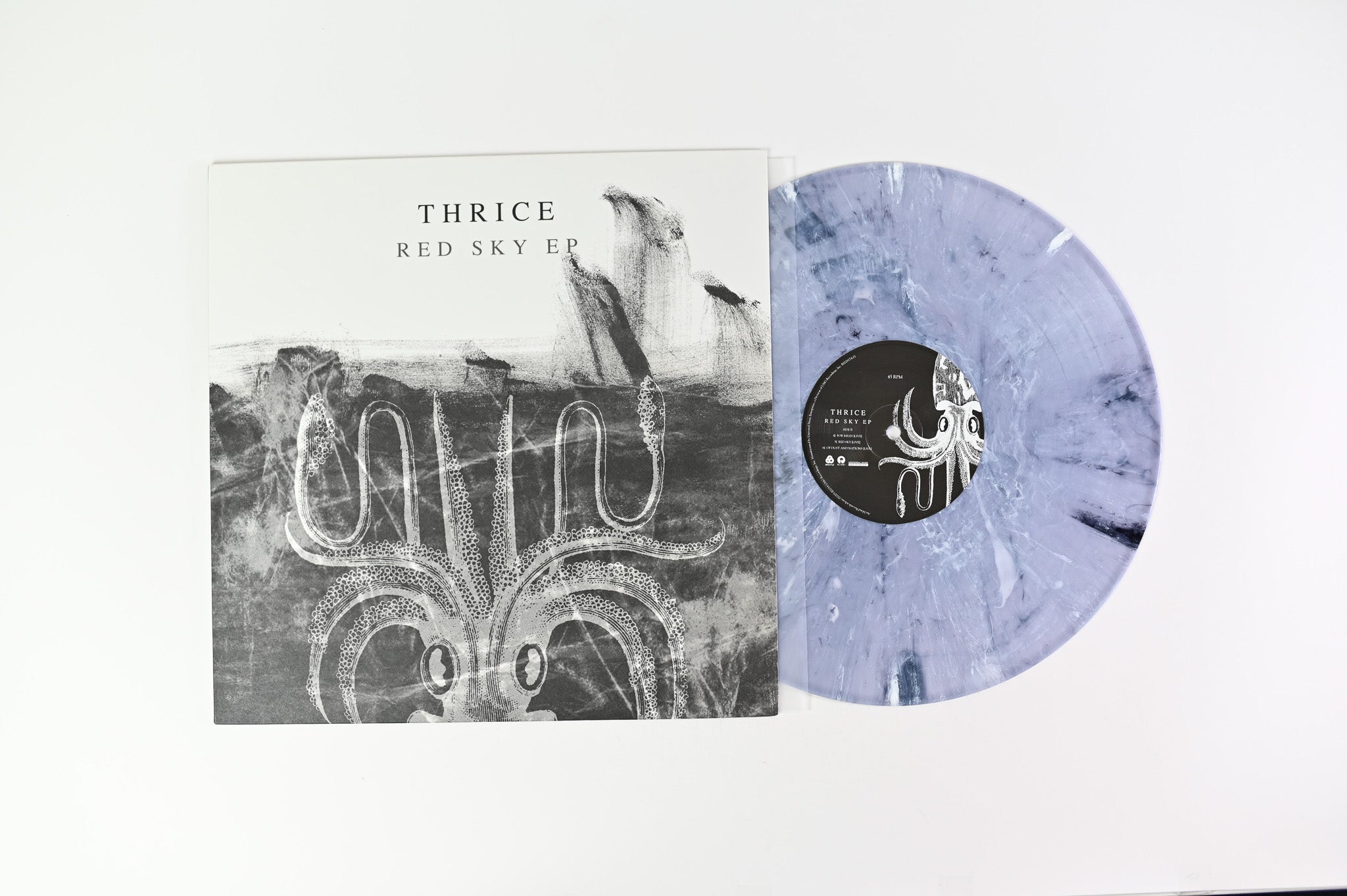 Thrice - Red Sky EP on SRC Ltd 45 RPM Clear with White and Black Hi-Melt Vinyl Reissue
