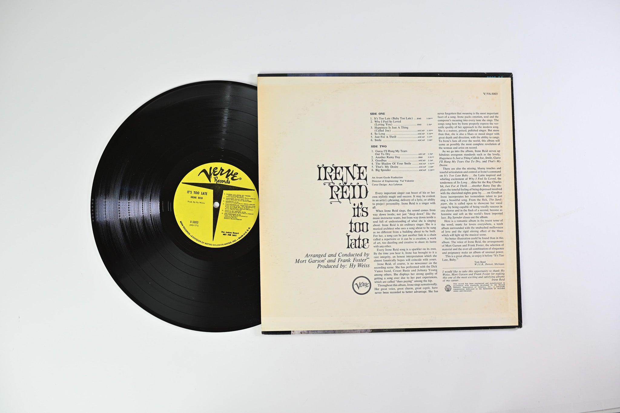 Irene Reid - It's Too Late on Verve Records - Promo