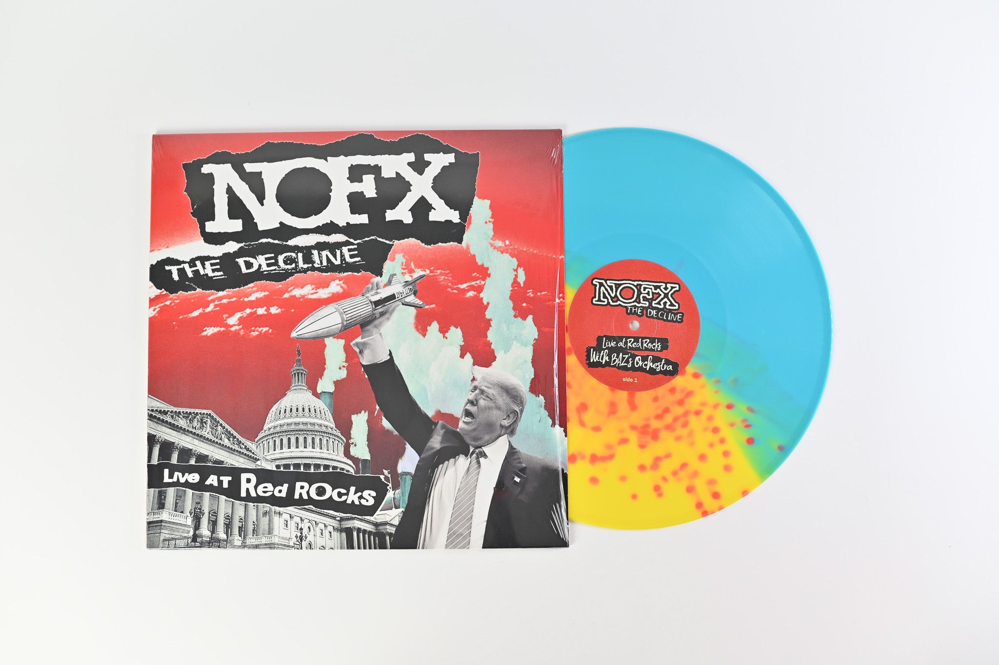 NOFX - The Decline Live At Red Rocks on Fat Wreck Chords Turquoise/Yellow With Orange Splatter