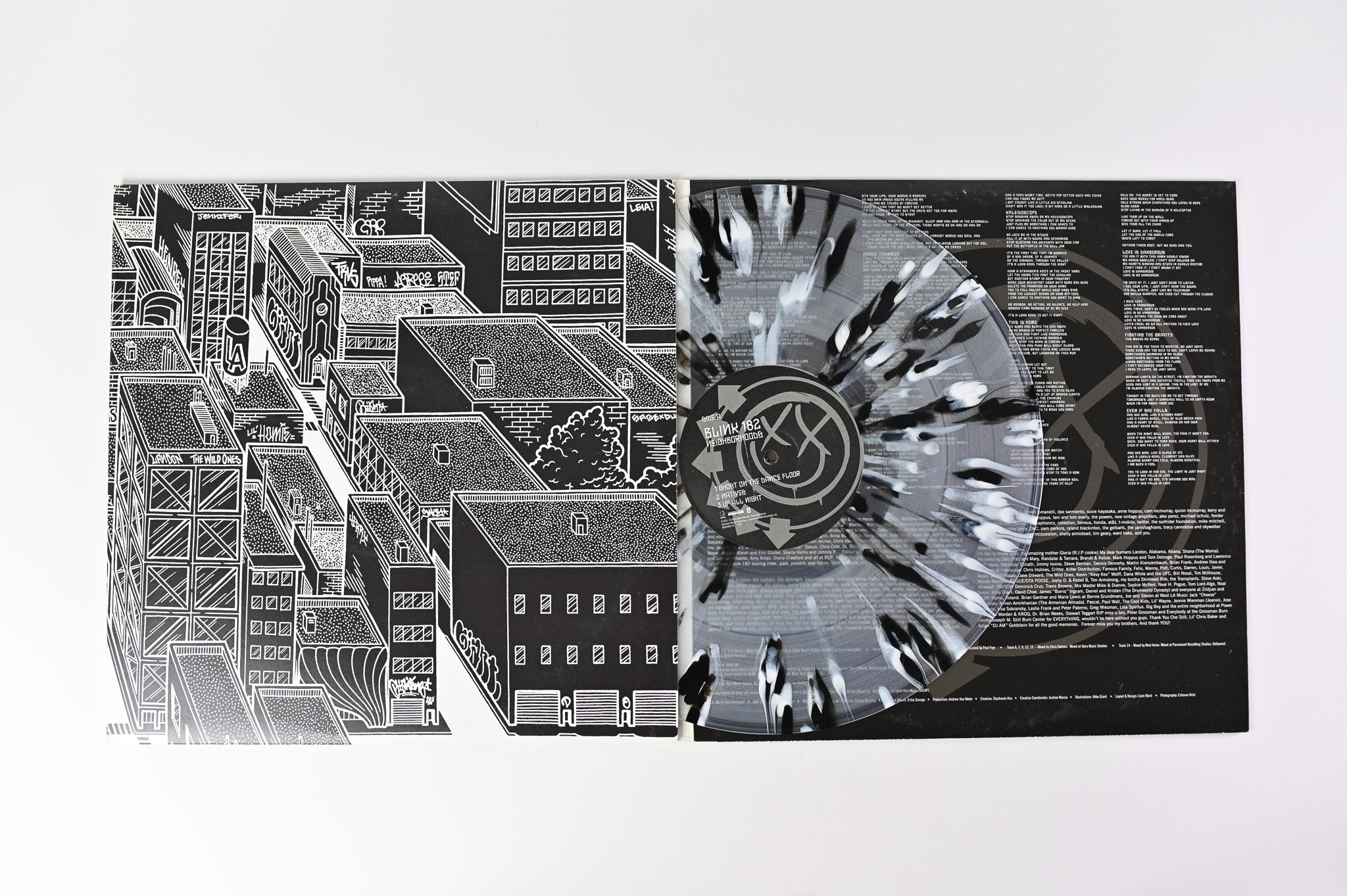Blink-182 - Neighborhoods on Geffen Ltd Clear with Black and White Splatter Repress