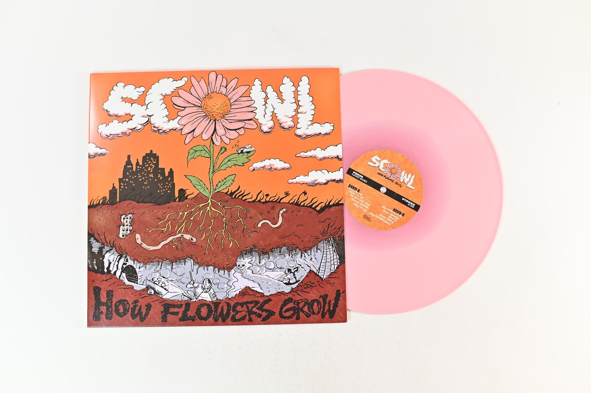 Scowl - How Flowers Grow on Flatspot Ltd 12" 45 RPM Red In Light Pink Vinyl Reissue
