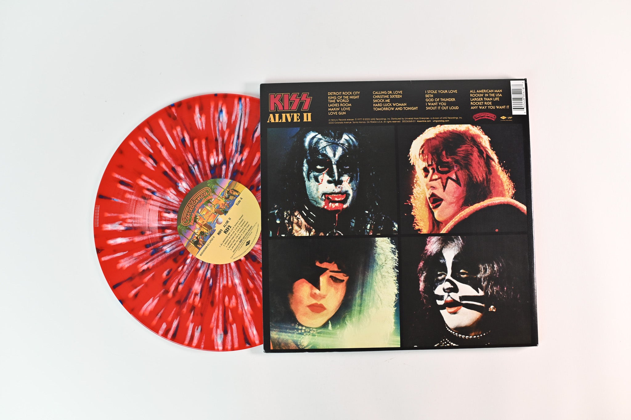 Kiss - Alive II on Casablanca Limited Reissue Red, White & Blue Splatter