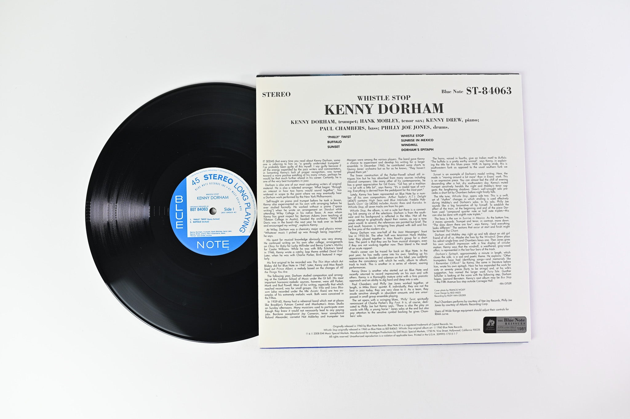 Kenny Dorham - Whistle Stop on Blue Note Analogue Productions Ltd Numbered 45 RPM Reissue