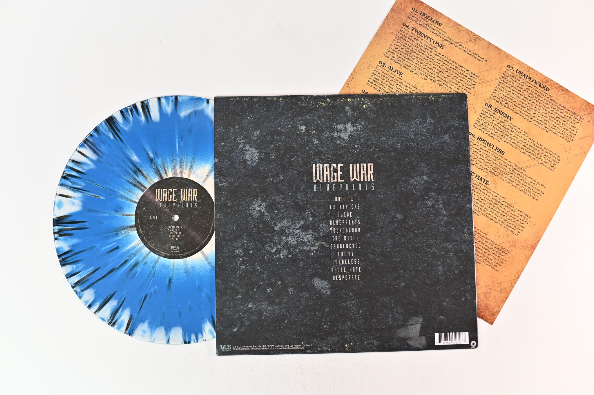 Wage War - Blueprints on Fearless Ltd Blue & Bone With Black Splatter