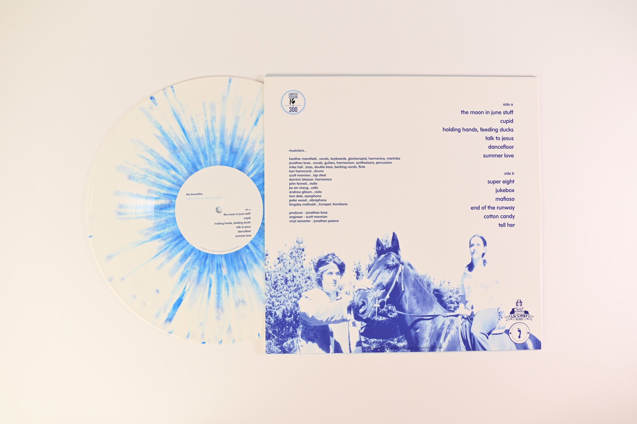 The Brunettes - Holding Hands, Feeding Ducks on Lil' Chief Ltd White w/Blue Splatter