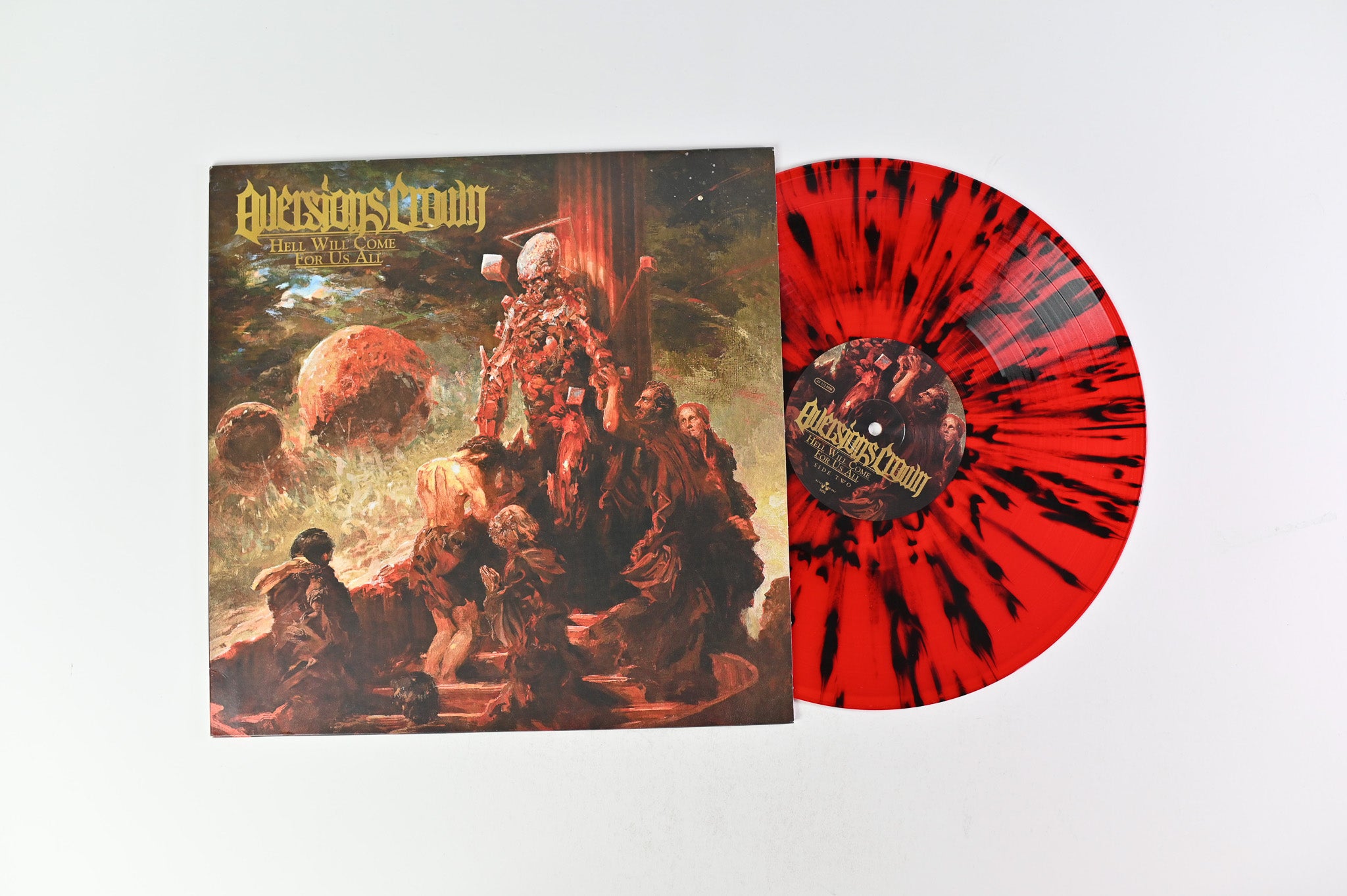 Aversions Crown - Hell Will Come For Us All on Nuclear Blast Ltd Red With Black Splatter